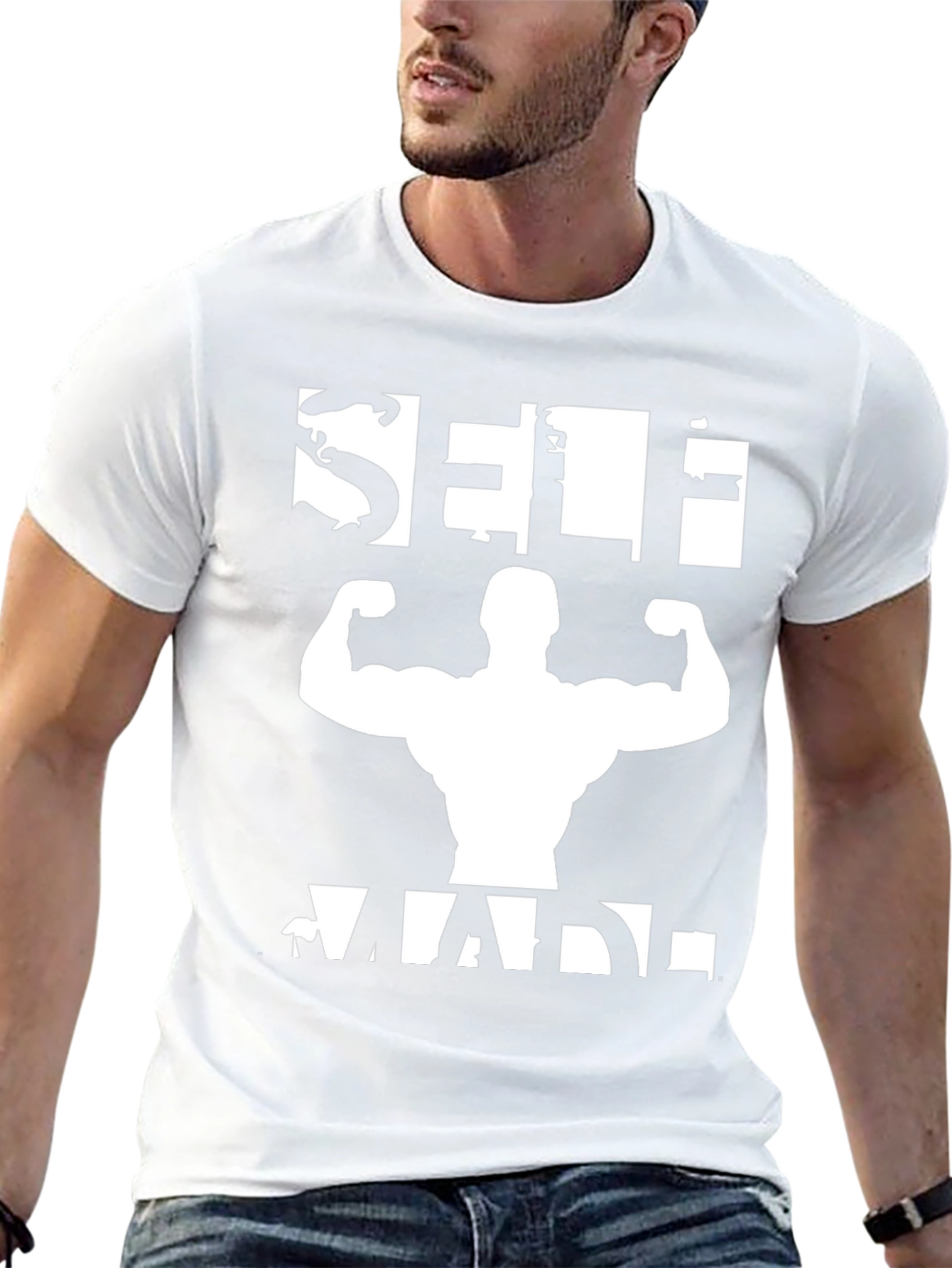 Self Made Graphic T-Shirt - Black Gym Fitness Tee