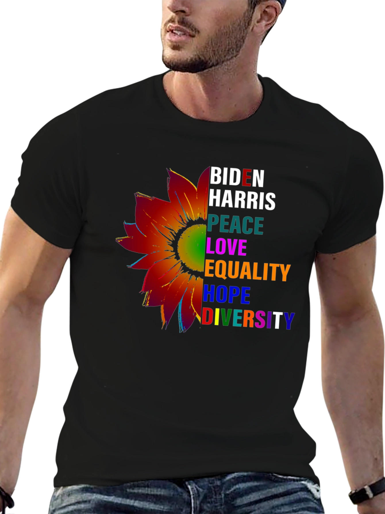 Biden Harris Peace Love Equality Graphic T-Shirt