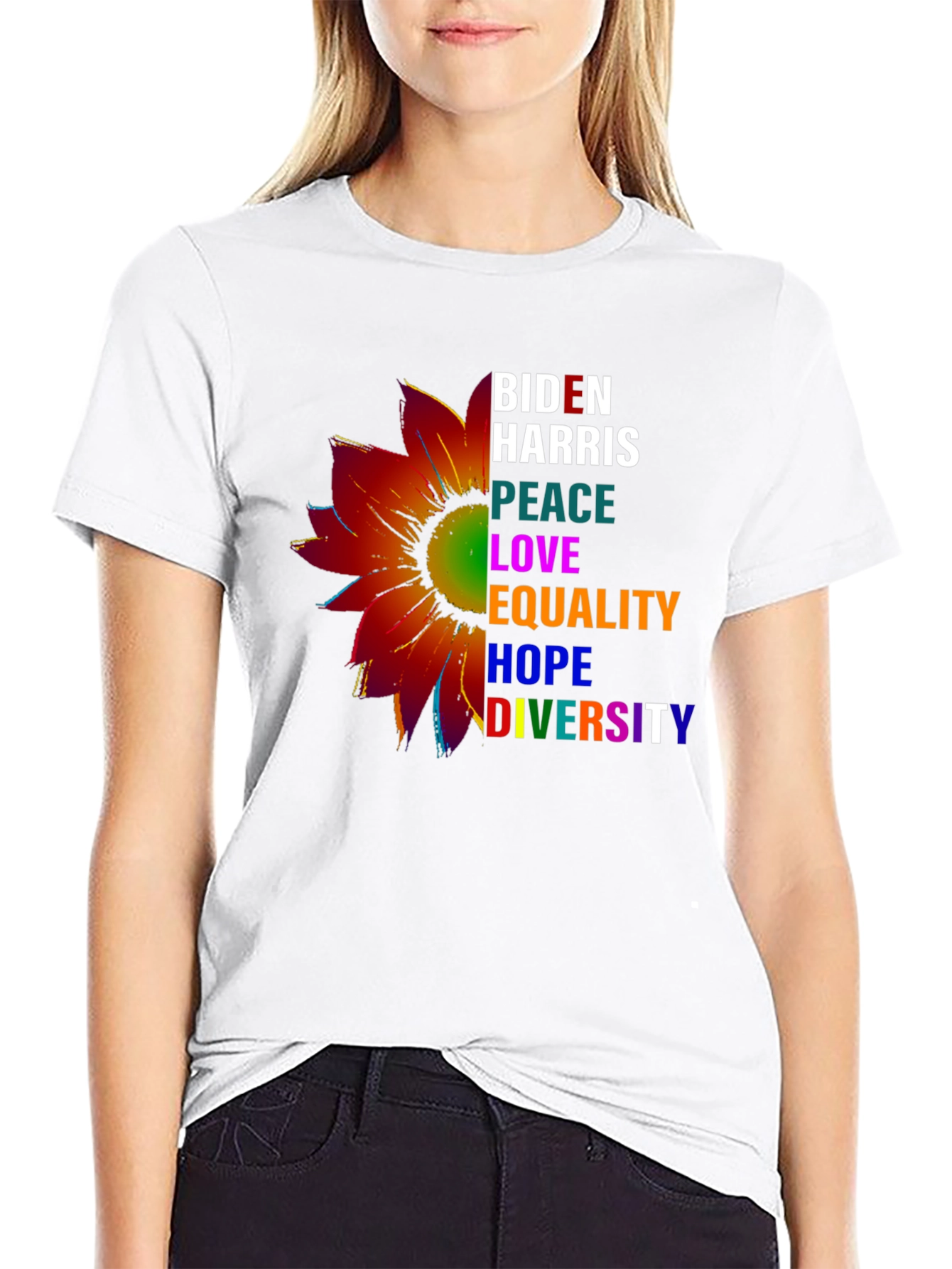 Biden Harris Peace Love Equality Graphic T-Shirt