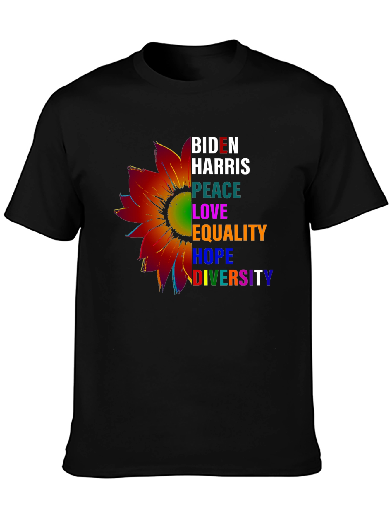 Biden Harris Peace Love Equality Graphic T-Shirt