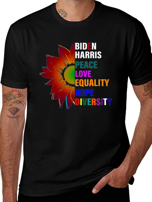 Biden Harris Peace Love Equality Graphic T-Shirt