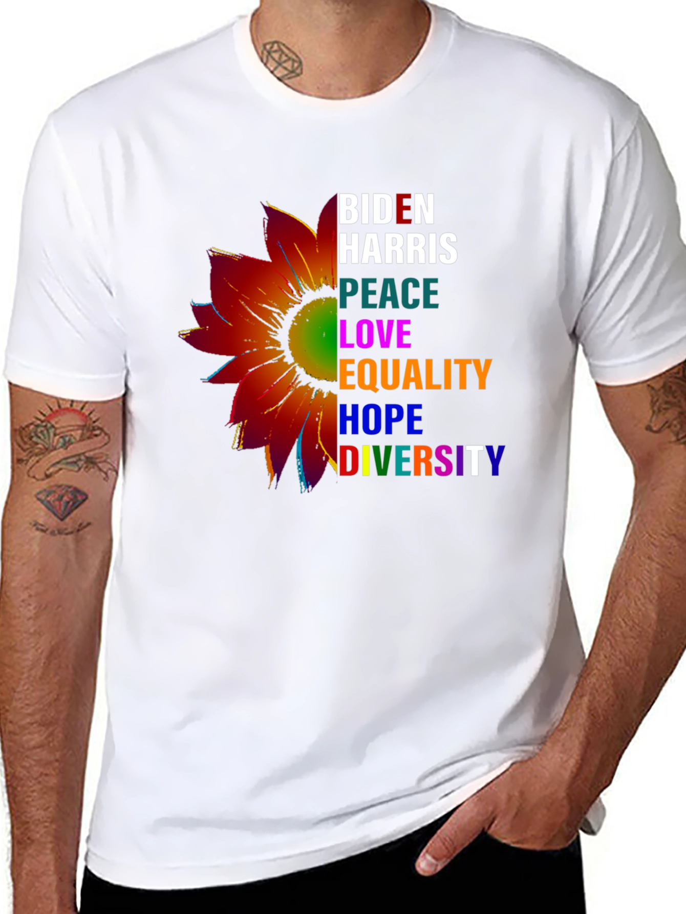 Biden Harris Peace Love Equality Graphic T-Shirt