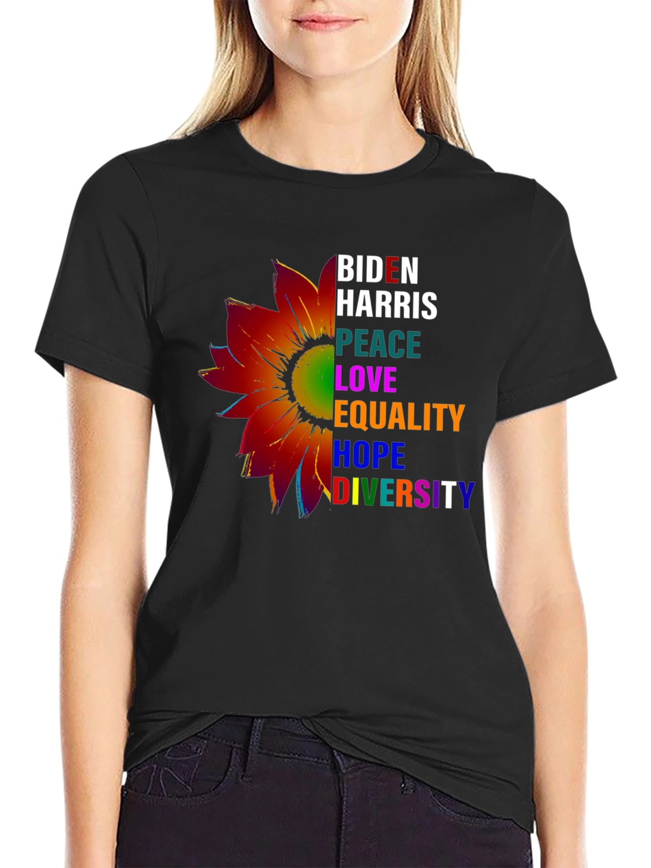 Biden Harris Peace Love Equality Graphic T-Shirt