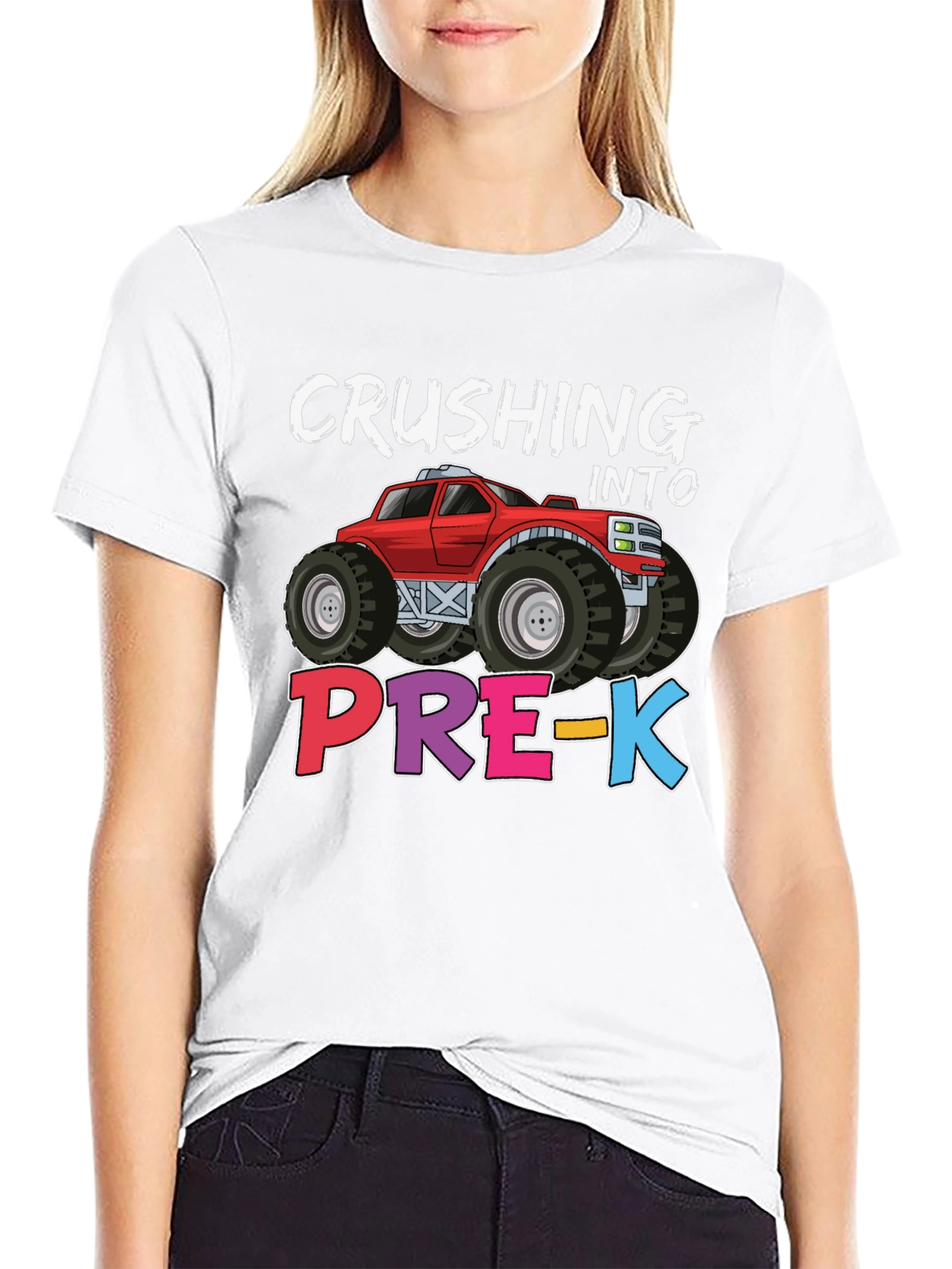 Crushing into Pre-K Monster Truck Kids T-Shirt