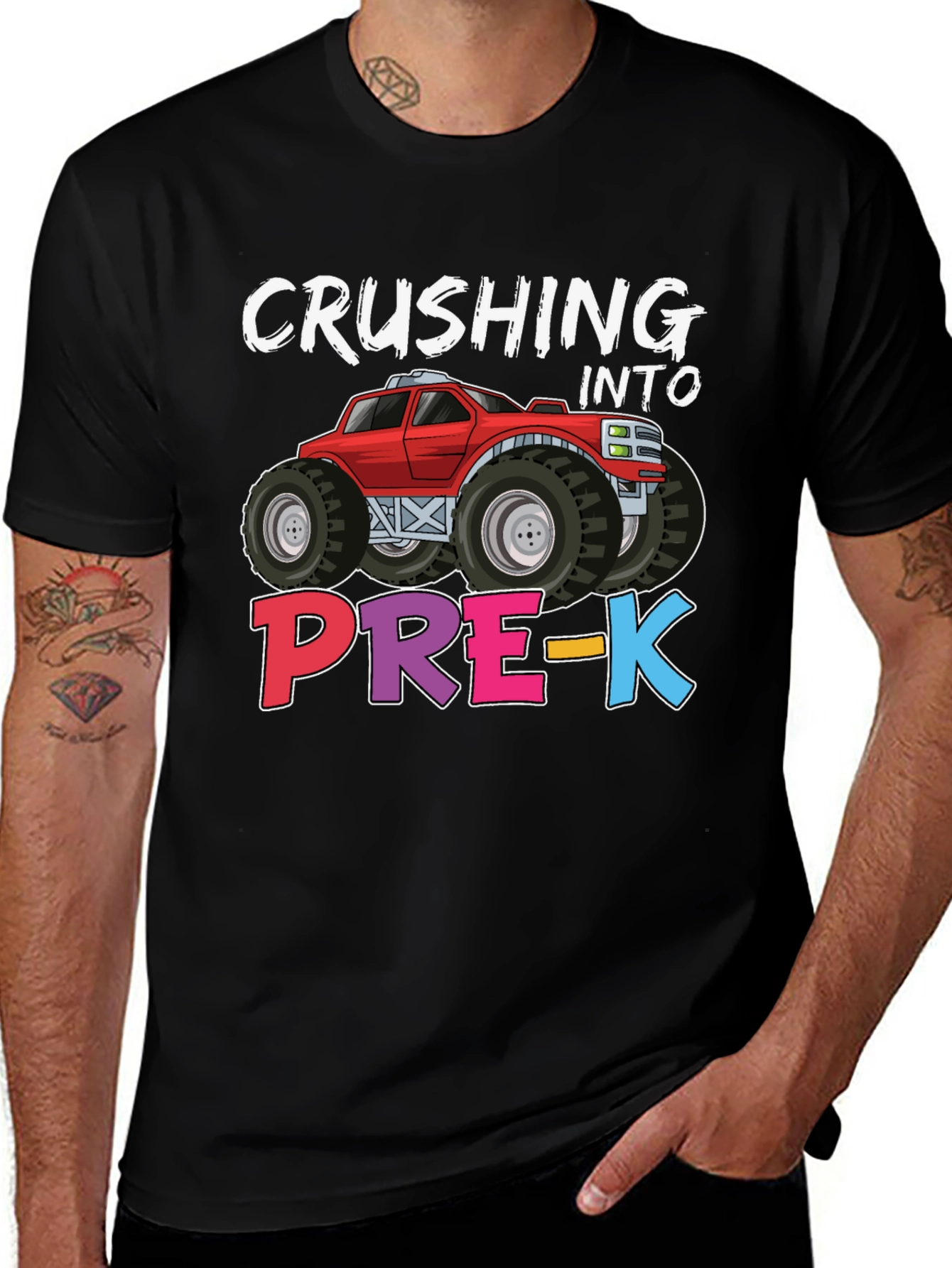 Crushing into Pre-K Monster Truck Kids T-Shirt