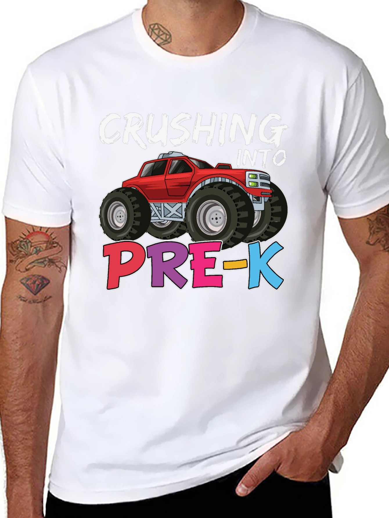 Crushing into Pre-K Monster Truck Kids T-Shirt