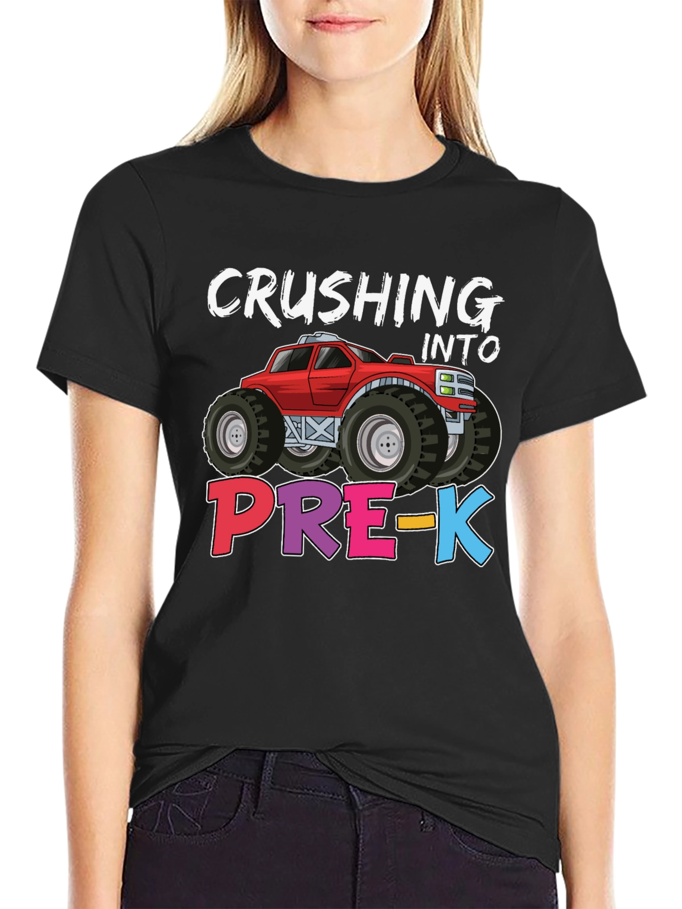 Crushing into Pre-K Monster Truck Kids T-Shirt