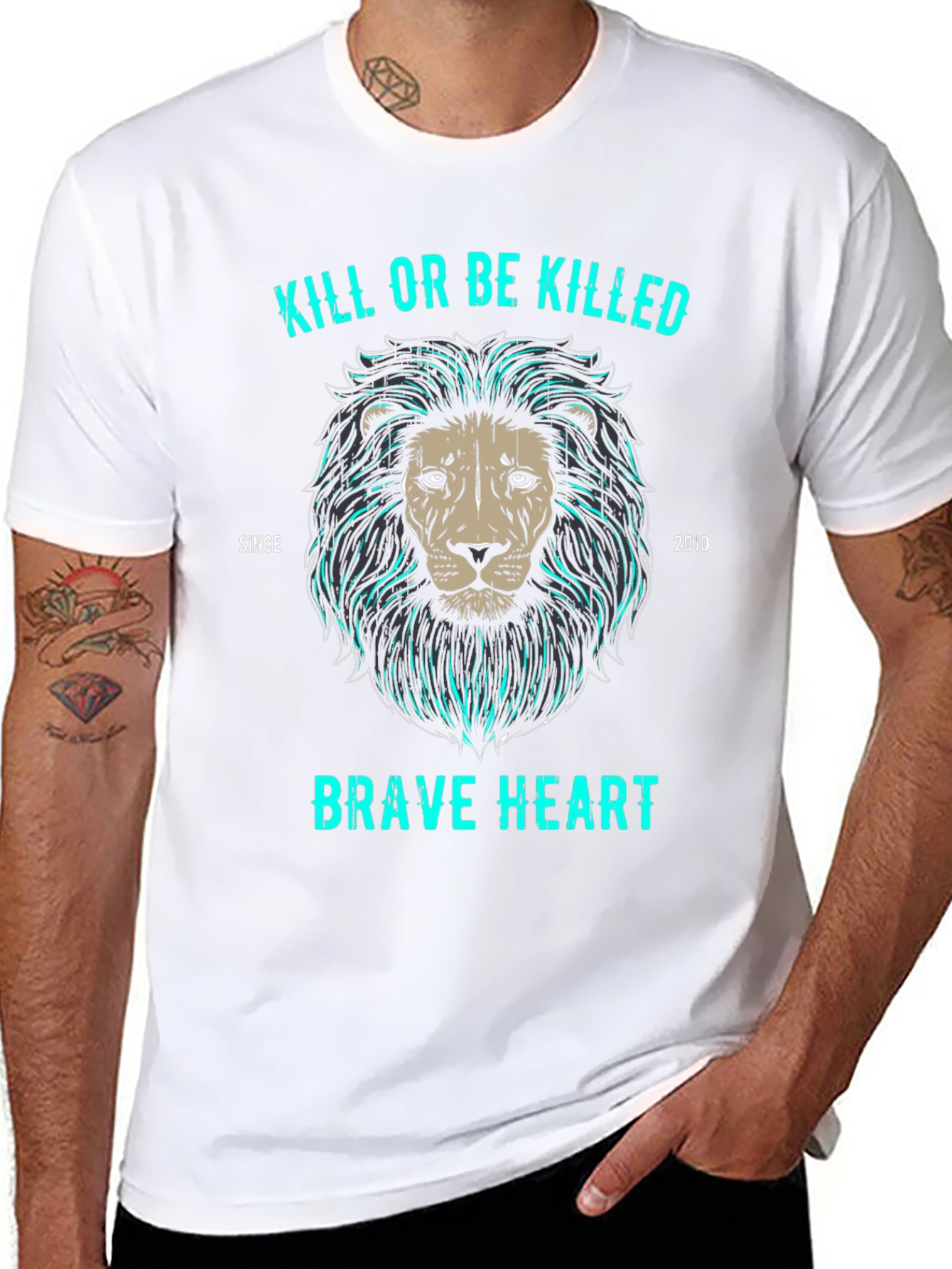Brave Heart Lion Graphic T-Shirt