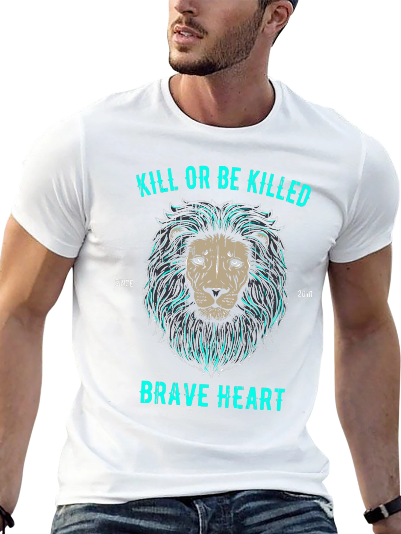 Brave Heart Lion Graphic T-Shirt
