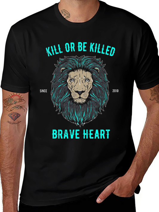 Brave Heart Lion Graphic T-Shirt