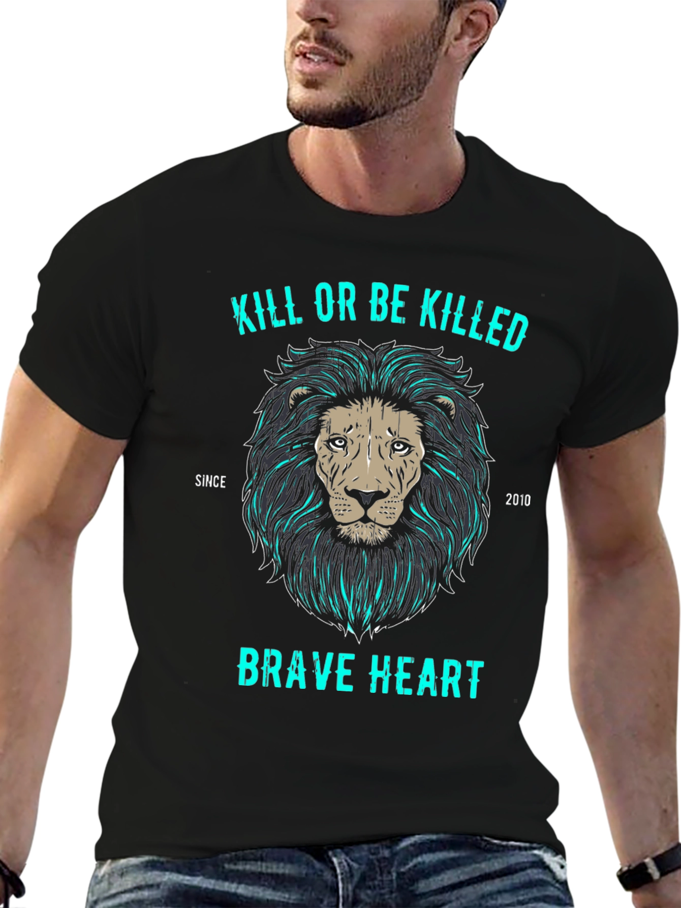 Brave Heart Lion Graphic T-Shirt
