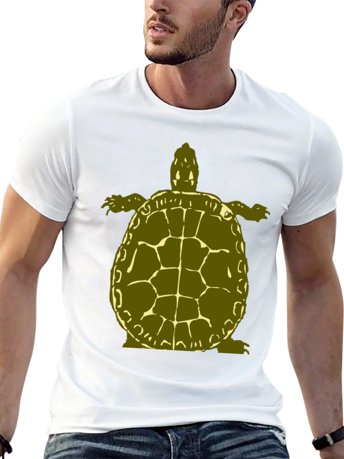Olive Turtle Graphic Black T-Shirt