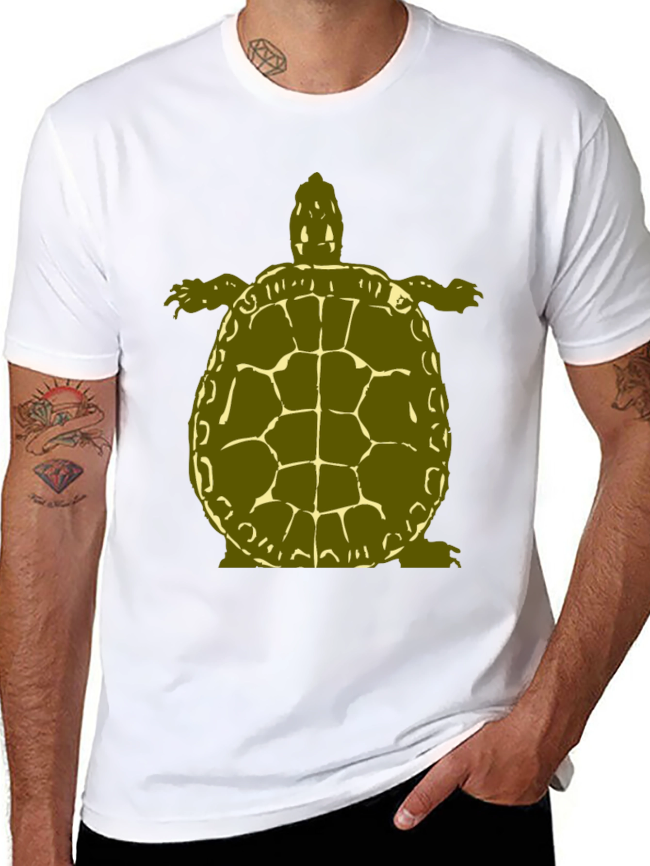 Olive Turtle Graphic Black T-Shirt