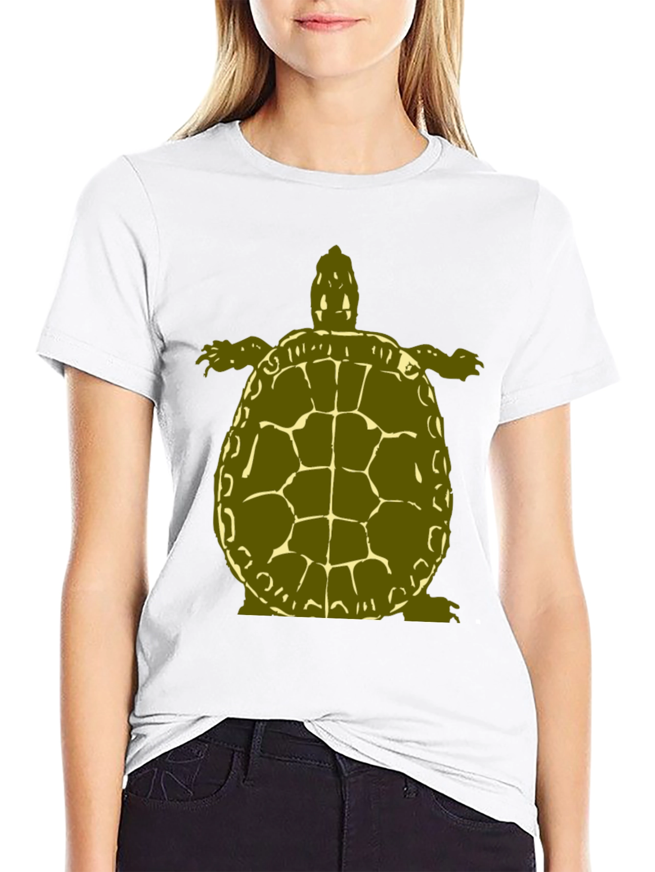 Olive Turtle Graphic Black T-Shirt