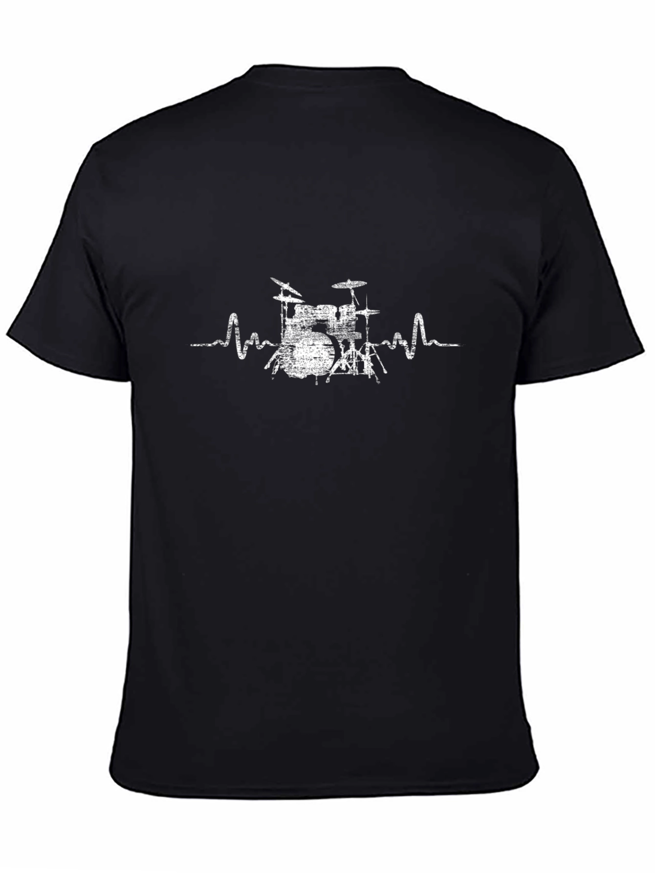 Drum Kit Heartbeat Graphic Tee - Black Cotton T-Shirt