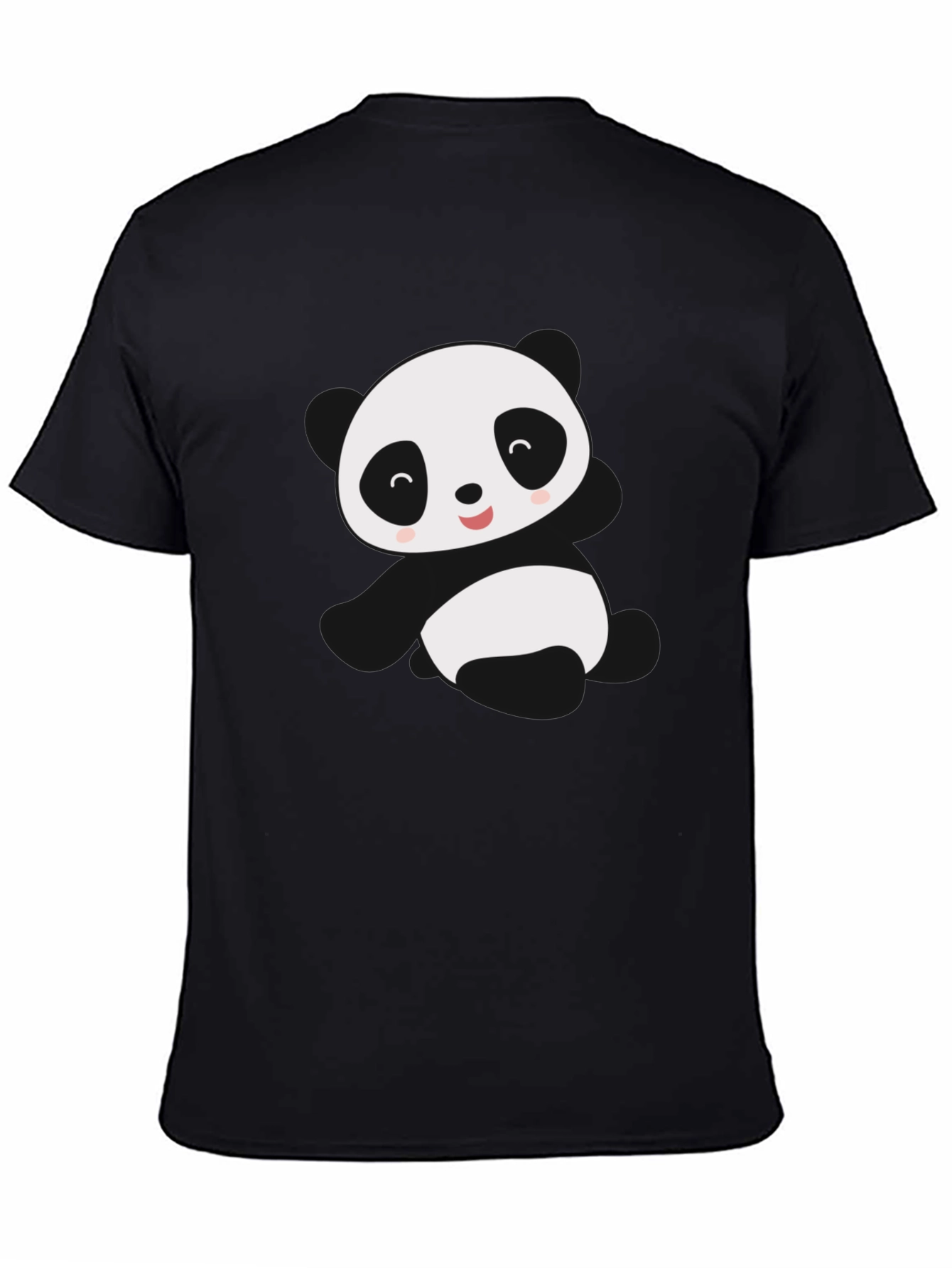Cute Panda Graphic Tee - Black Cotton Blend