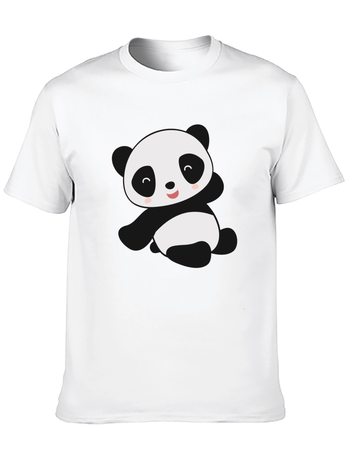 Cute Panda Graphic Tee - Black Cotton Blend