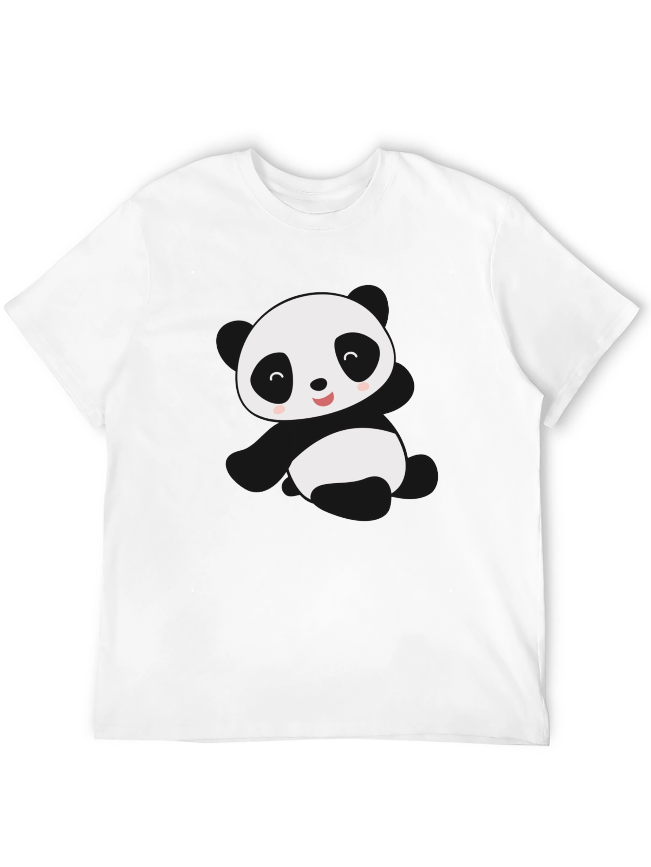 Cute Panda Graphic Tee - Black Cotton Blend