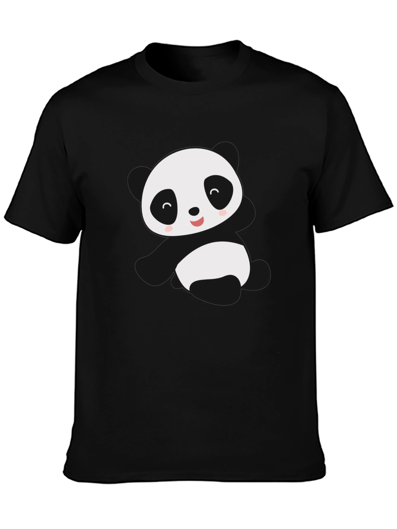 Cute Panda Graphic Tee - Black Cotton Blend