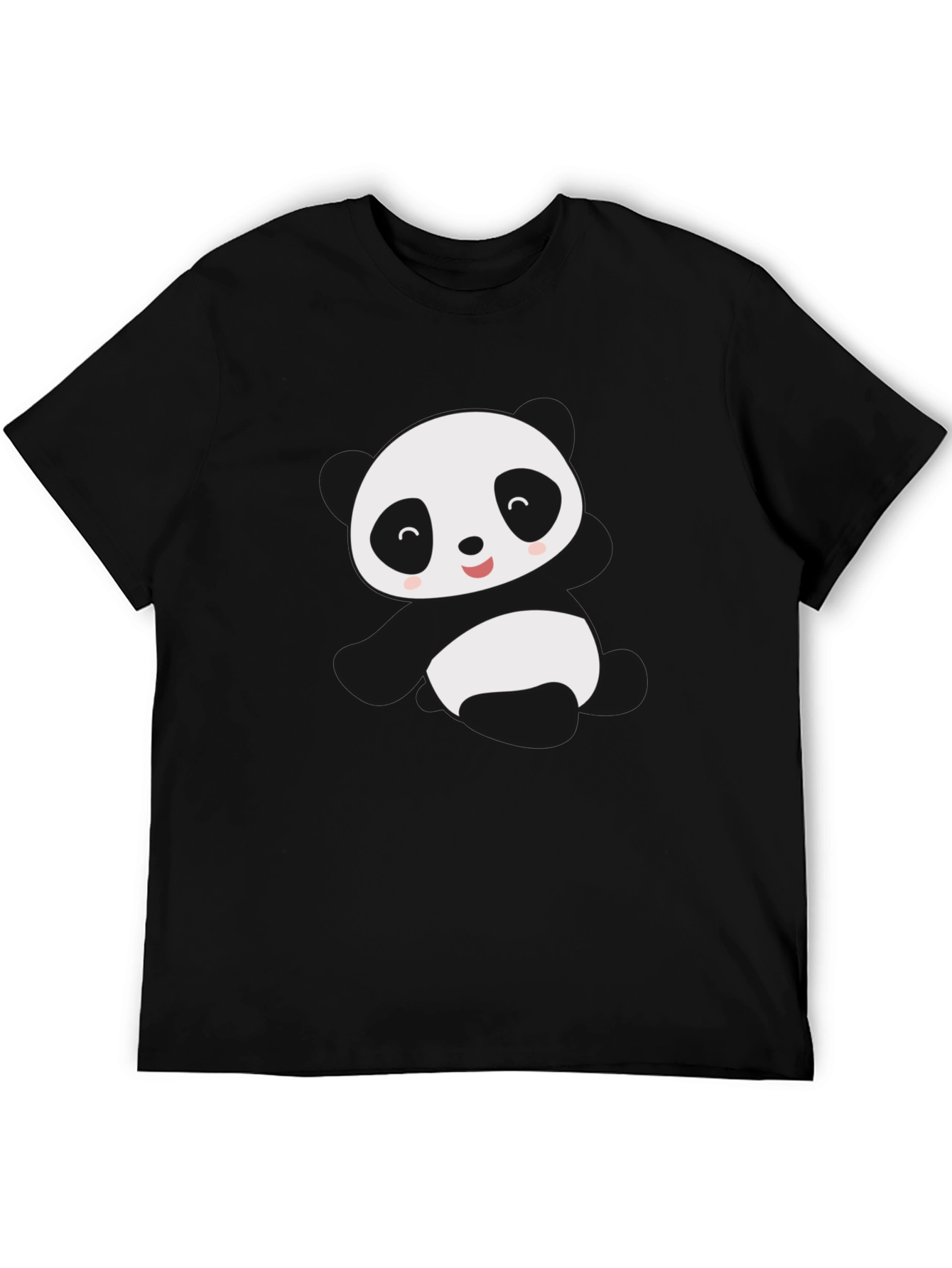 Cute Panda Graphic Tee - Black Cotton Blend