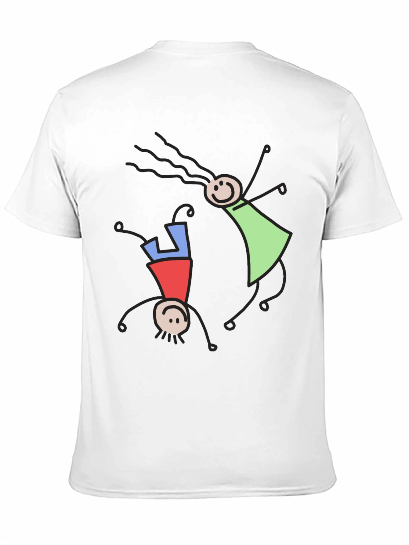 Whimsical Stick Figure Graphic Tee - Black
