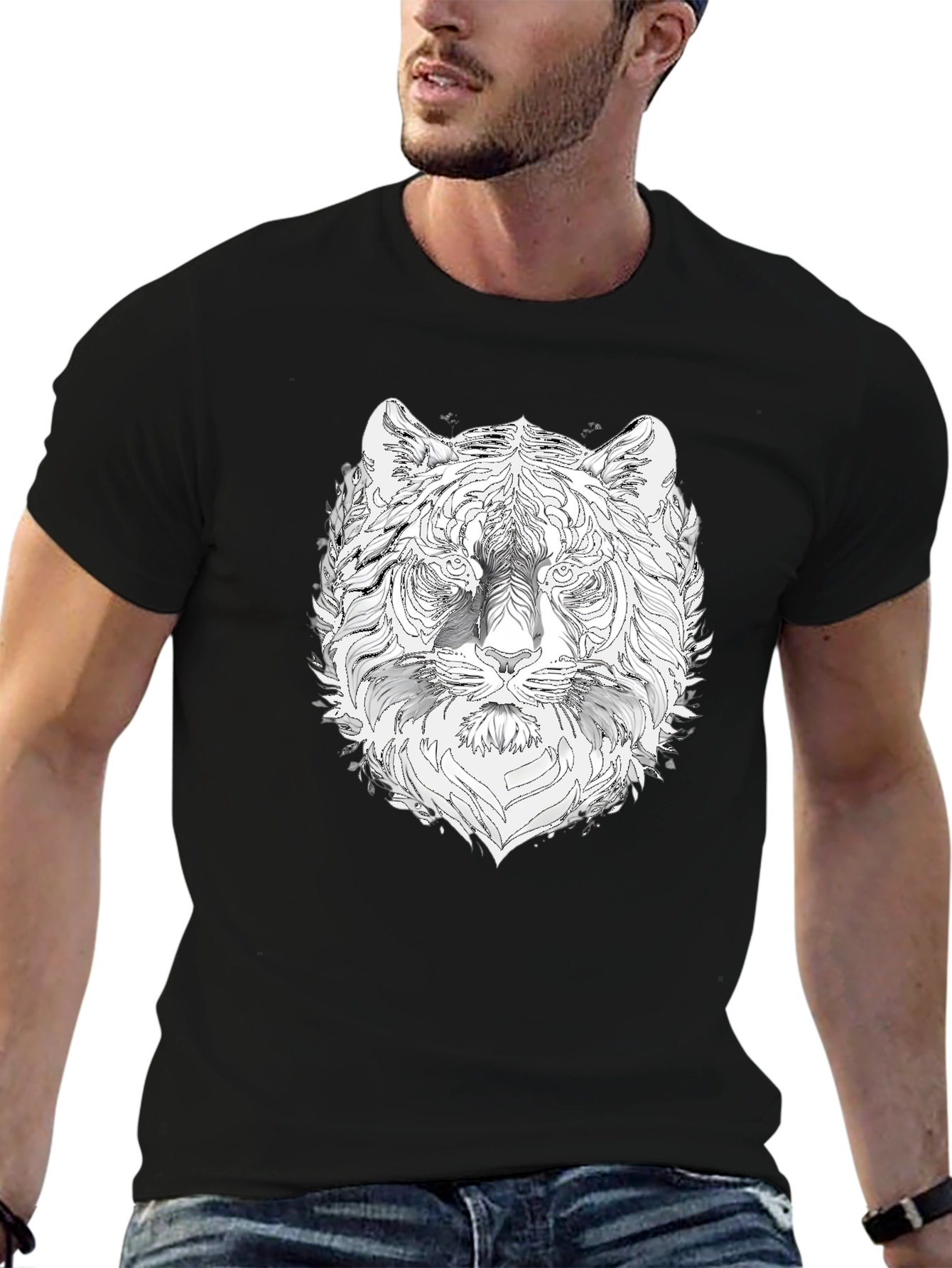 Tiger Graphic Black T-Shirt - Stylish Mens Tee