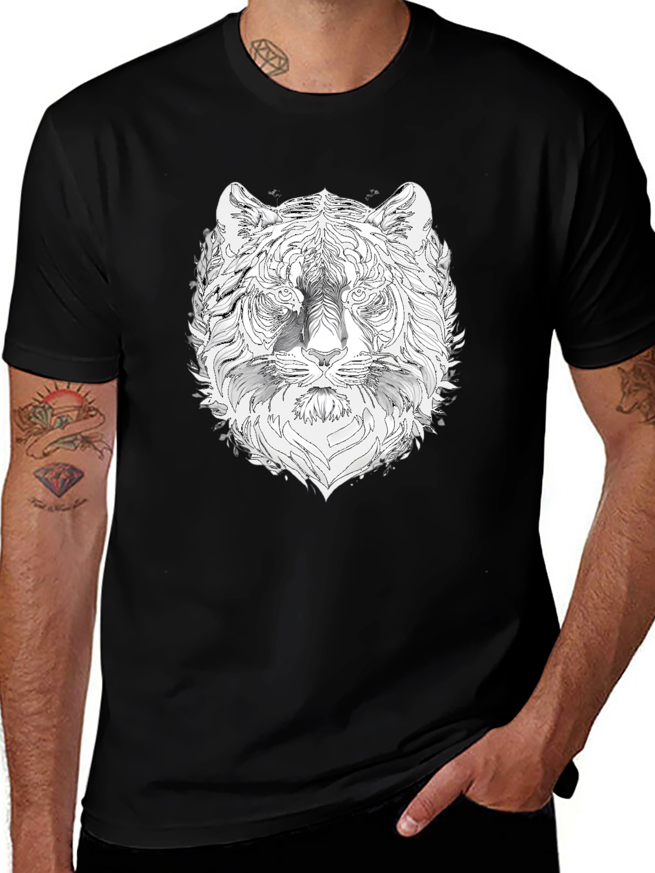 Tiger Graphic Black T-Shirt - Stylish Mens Tee