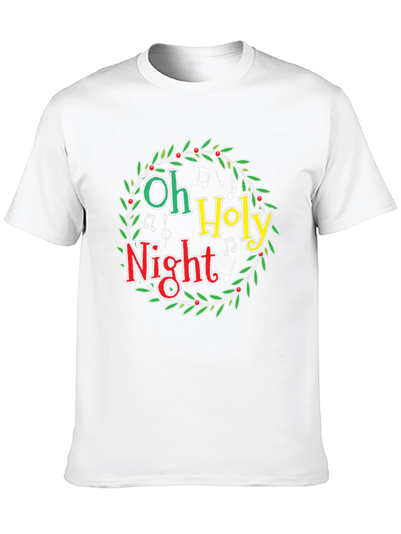 Oh Holy Night Christmas Wreath Graphic T-Shirt