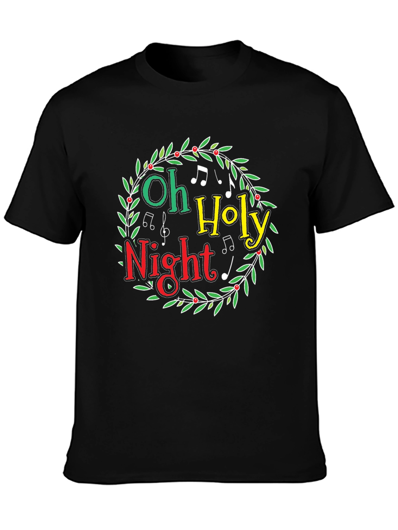 Oh Holy Night Christmas Wreath Graphic T-Shirt
