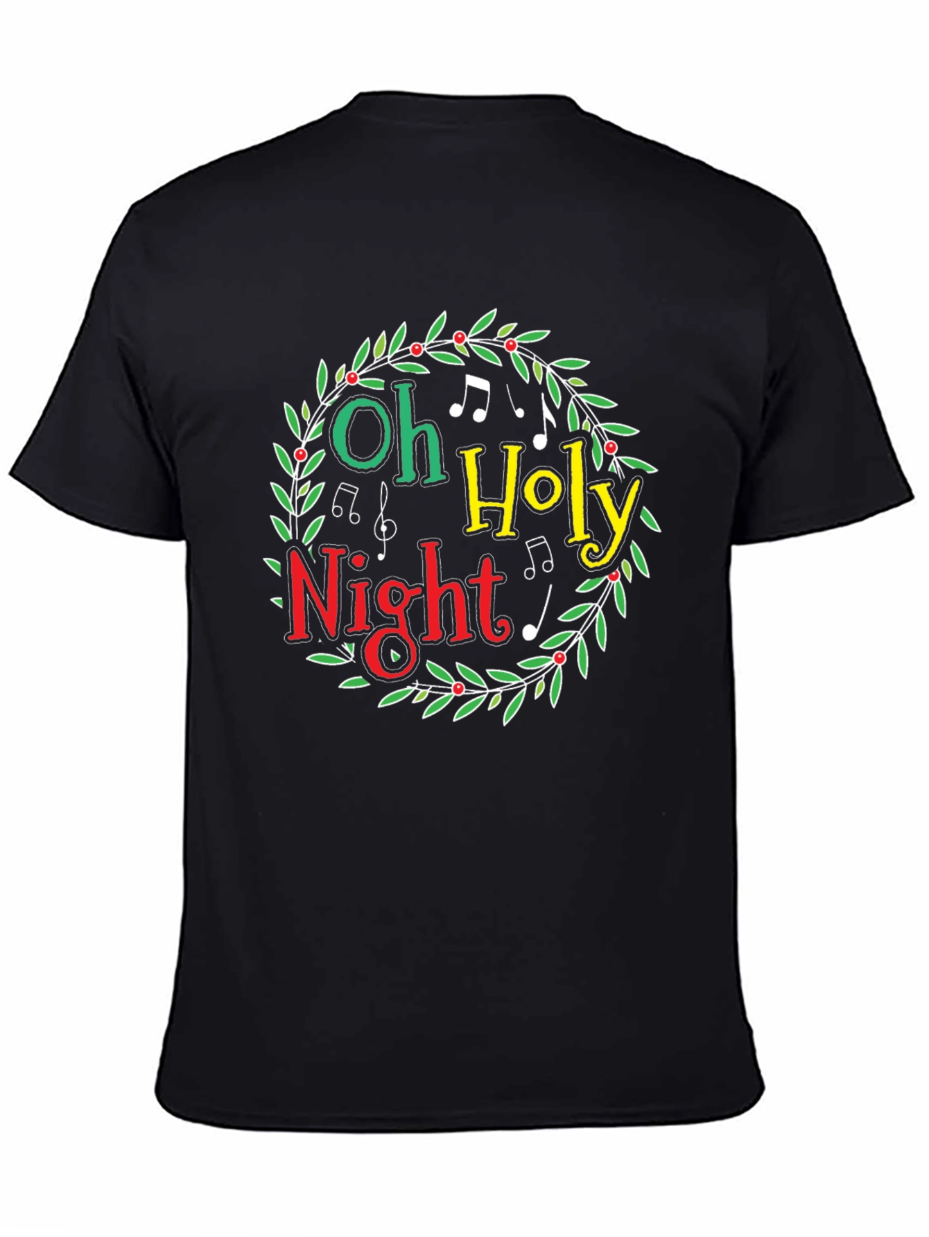 Oh Holy Night Christmas Wreath Graphic T-Shirt