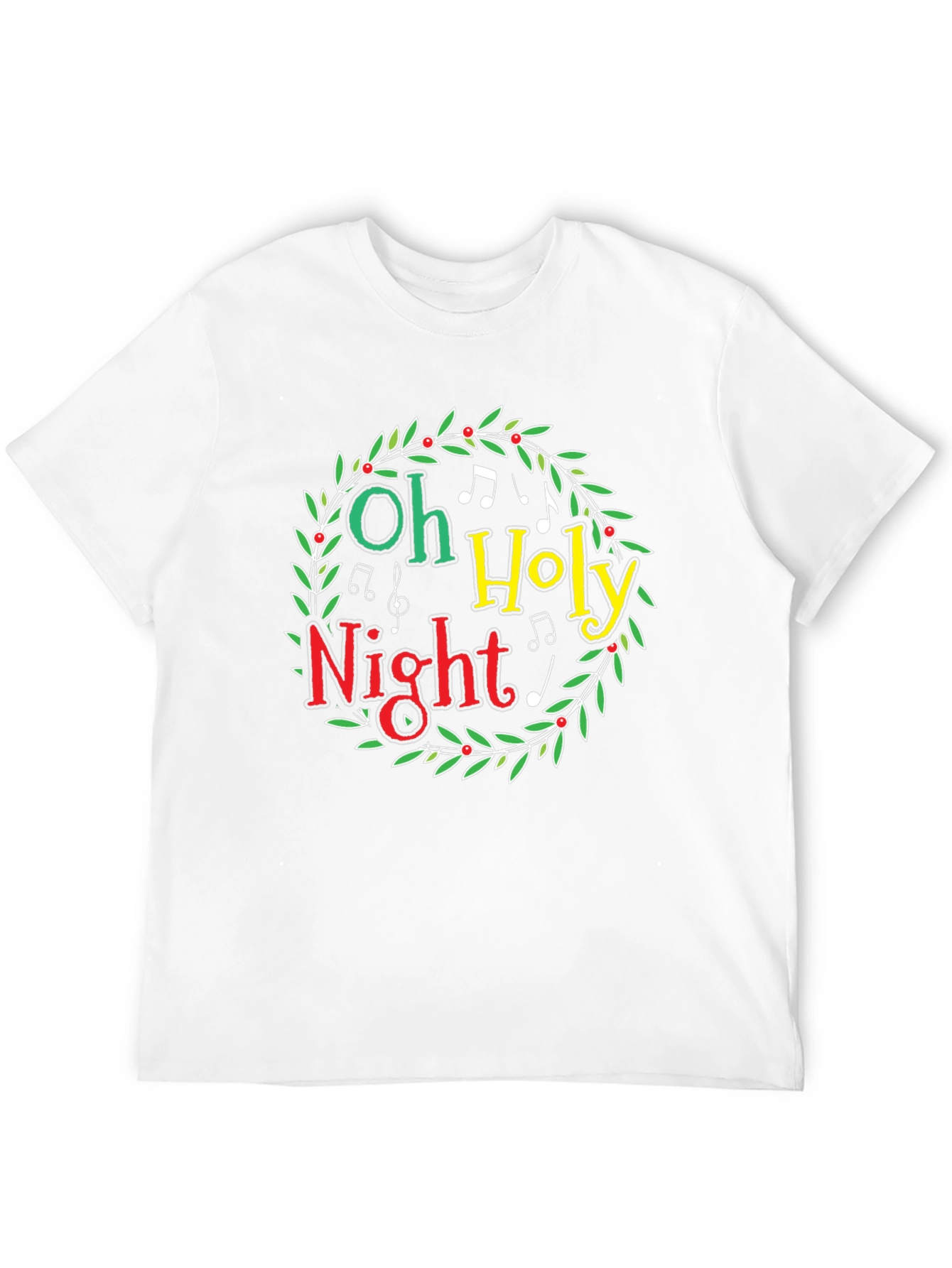 Oh Holy Night Christmas Wreath Graphic T-Shirt