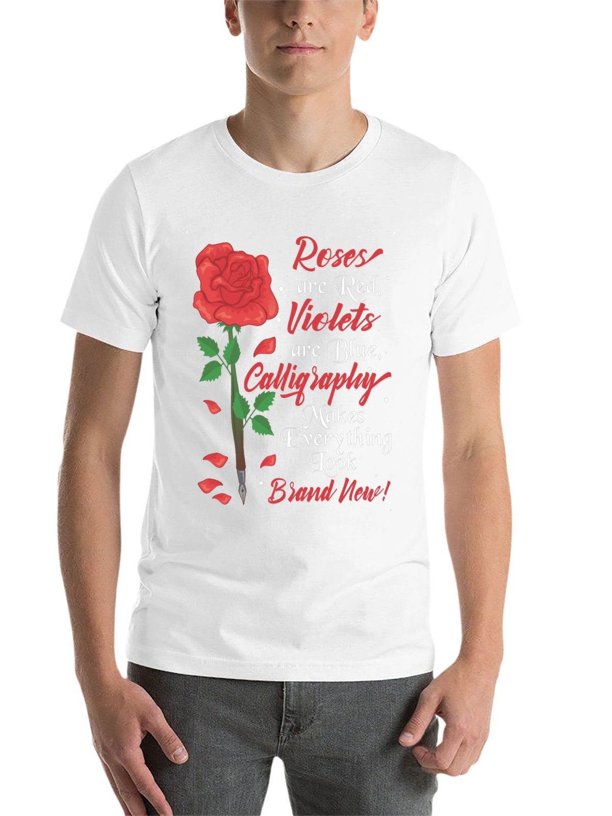 Roses Are Red Calligraphy Graphic Tee