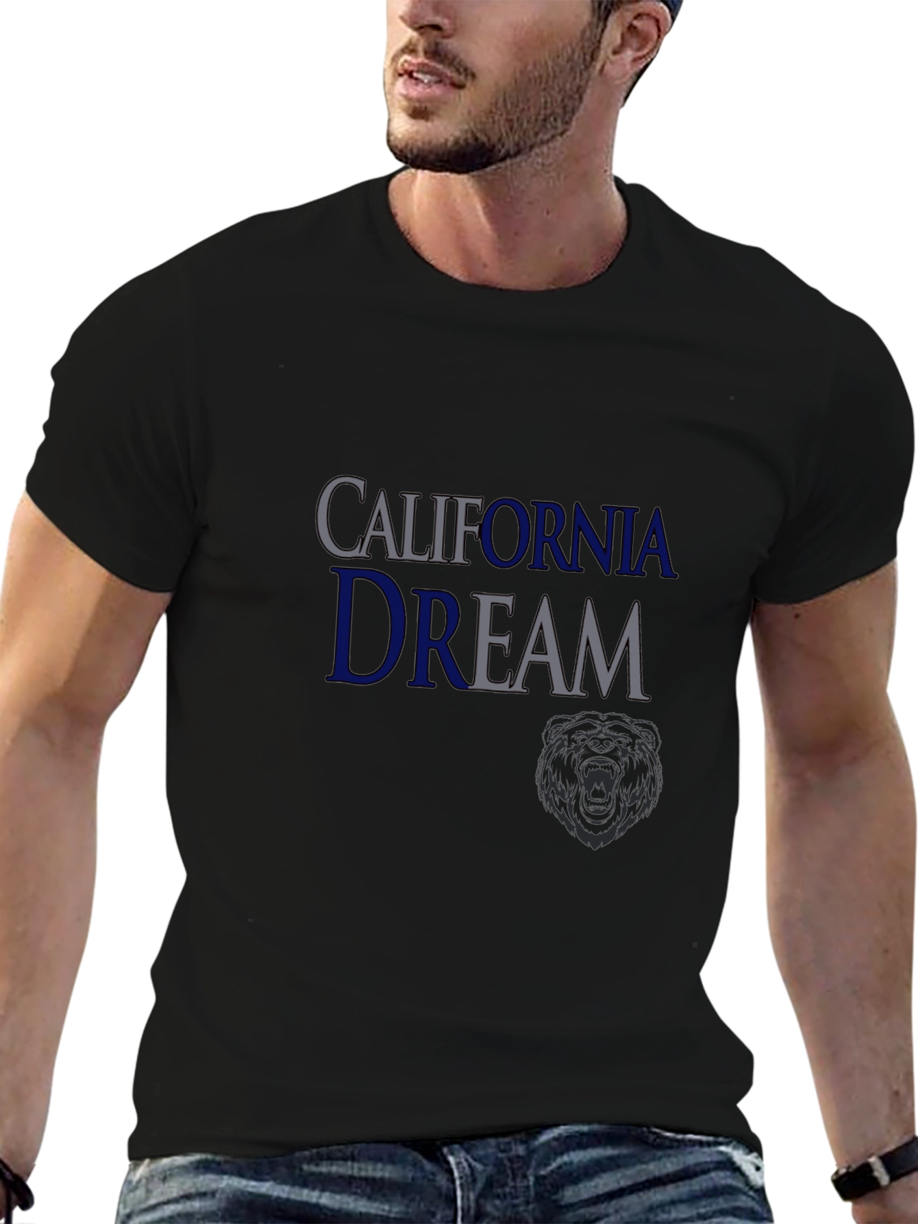 California Dream Mens Black Graphic T-Shirt