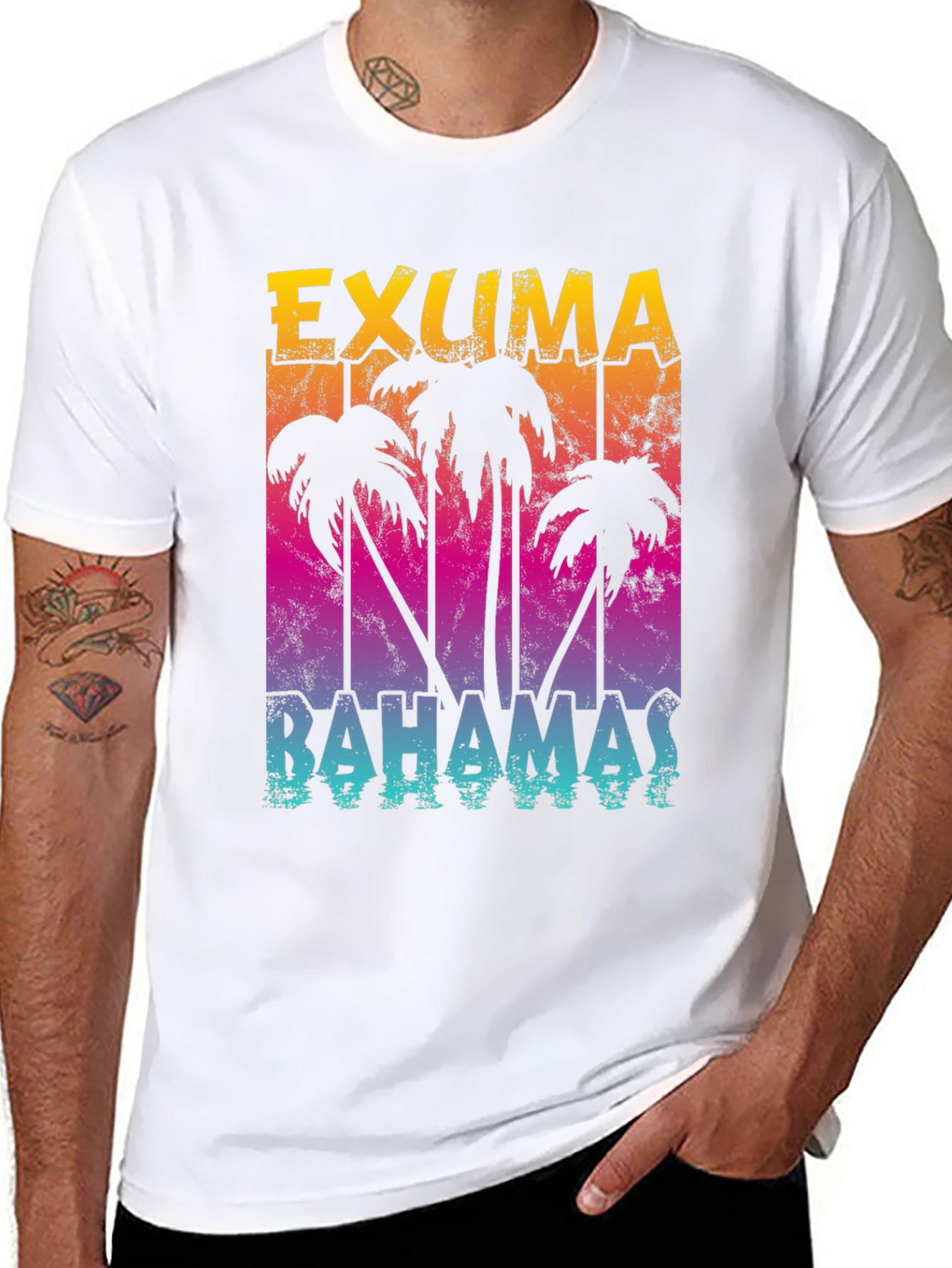 Exuma Bahamas Palm Tree Graphic T-Shirt