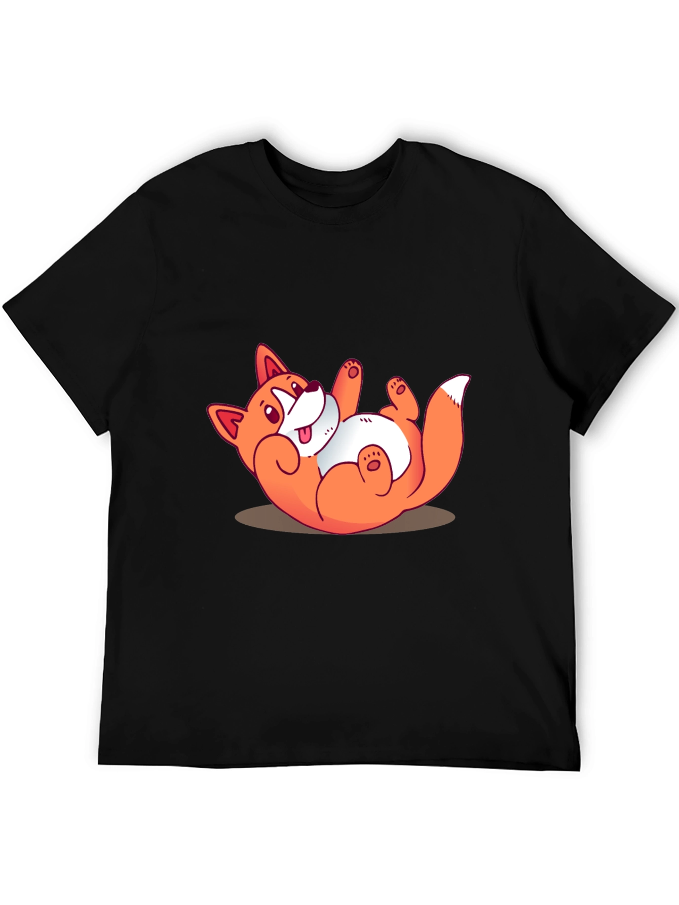 Funny Cartoon Fox Graphic Black T-Shirt