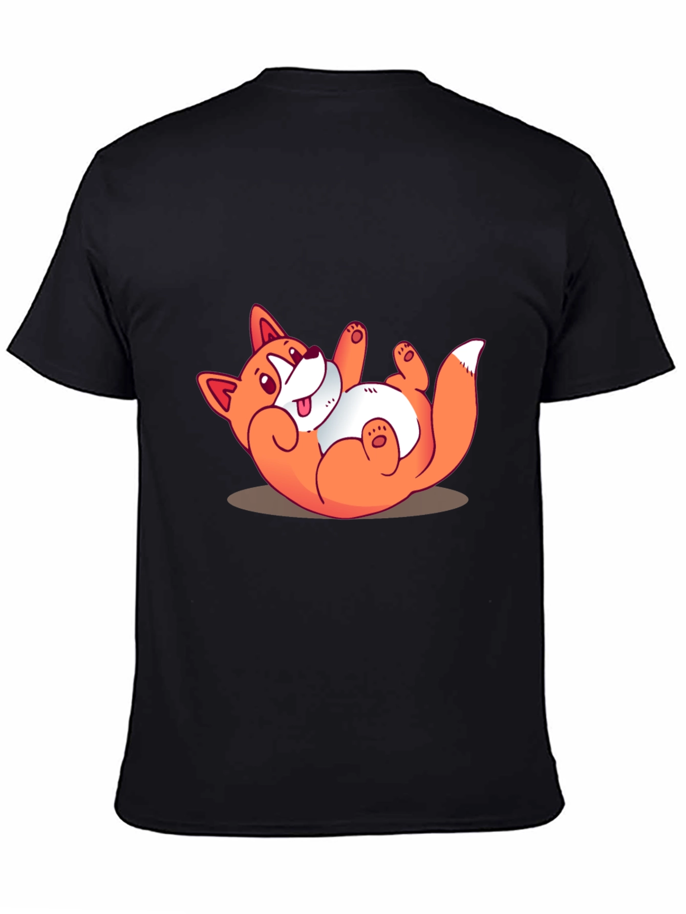 Funny Cartoon Fox Graphic Black T-Shirt