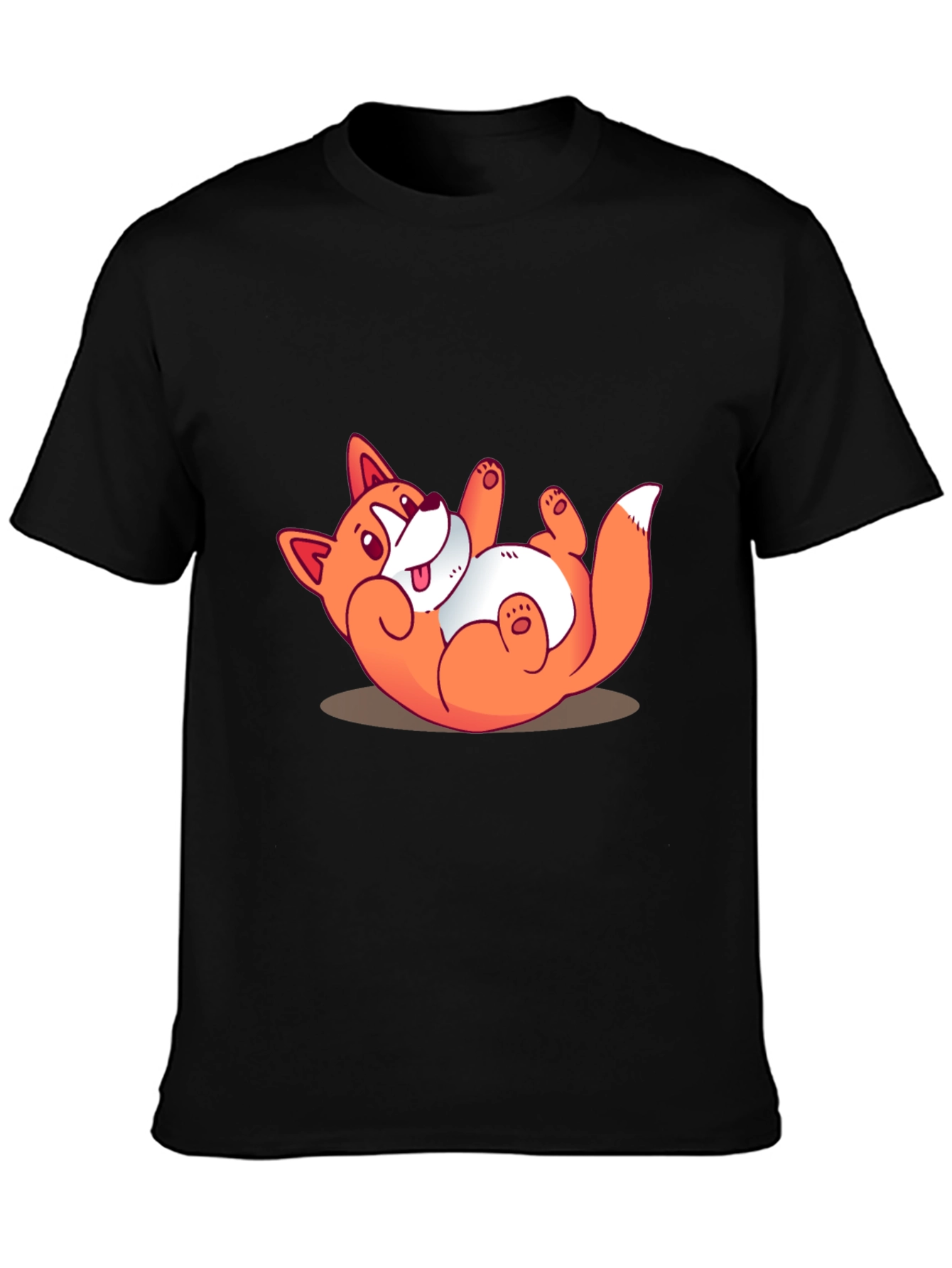 Funny Cartoon Fox Graphic Black T-Shirt