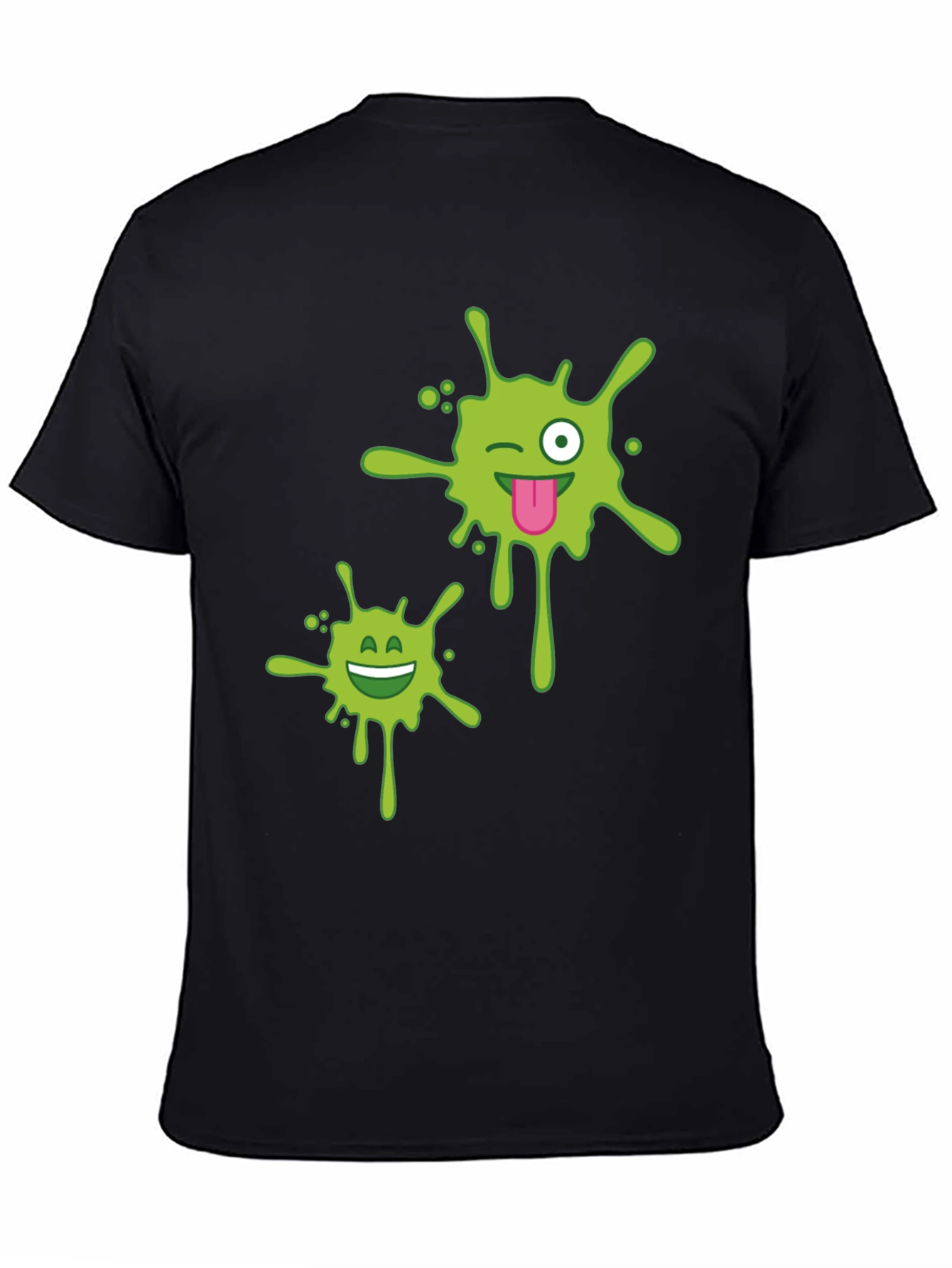Mens Black T-shirt with Green Splatter Graphic