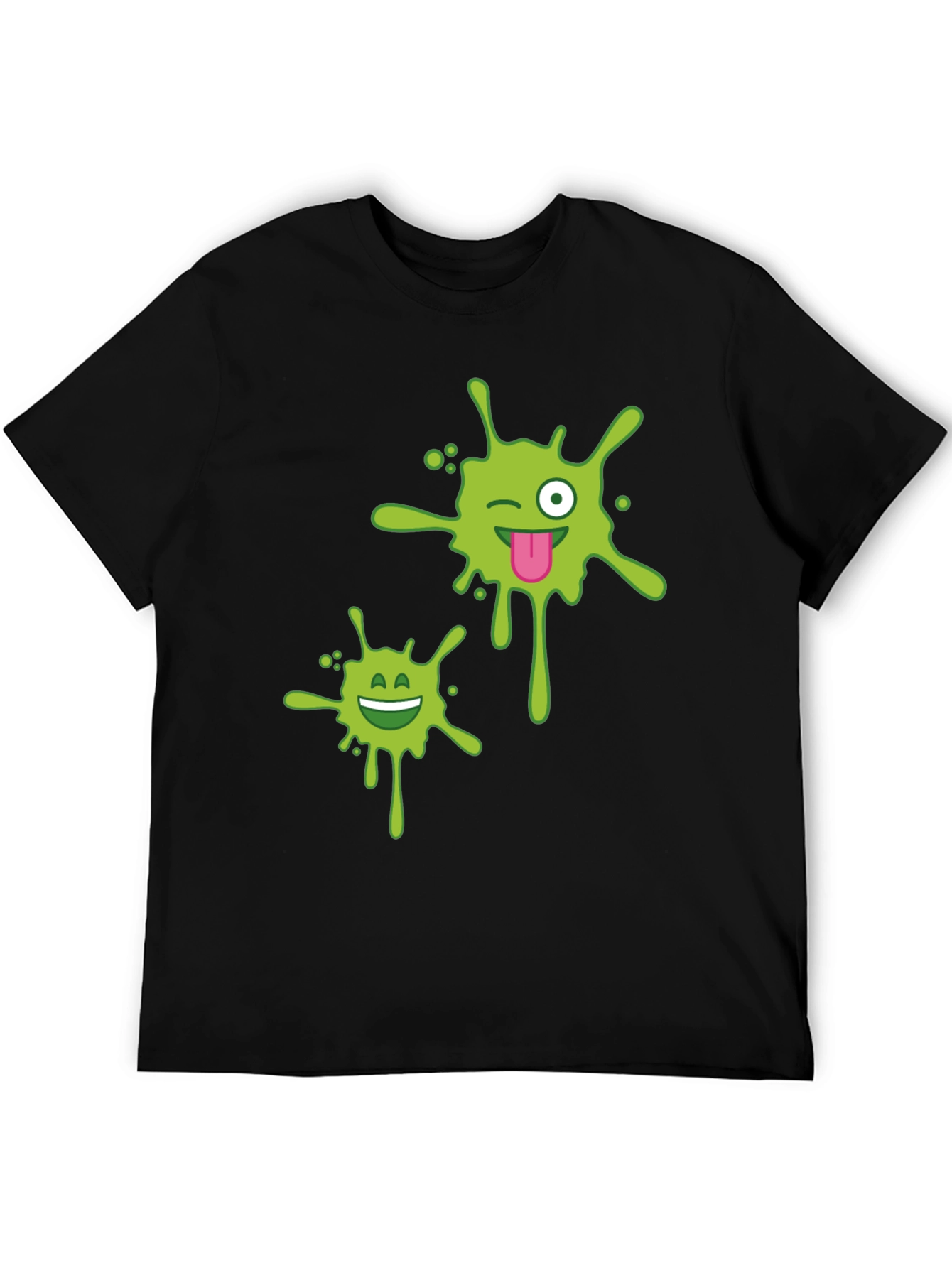 Mens Black T-shirt with Green Splatter Graphic