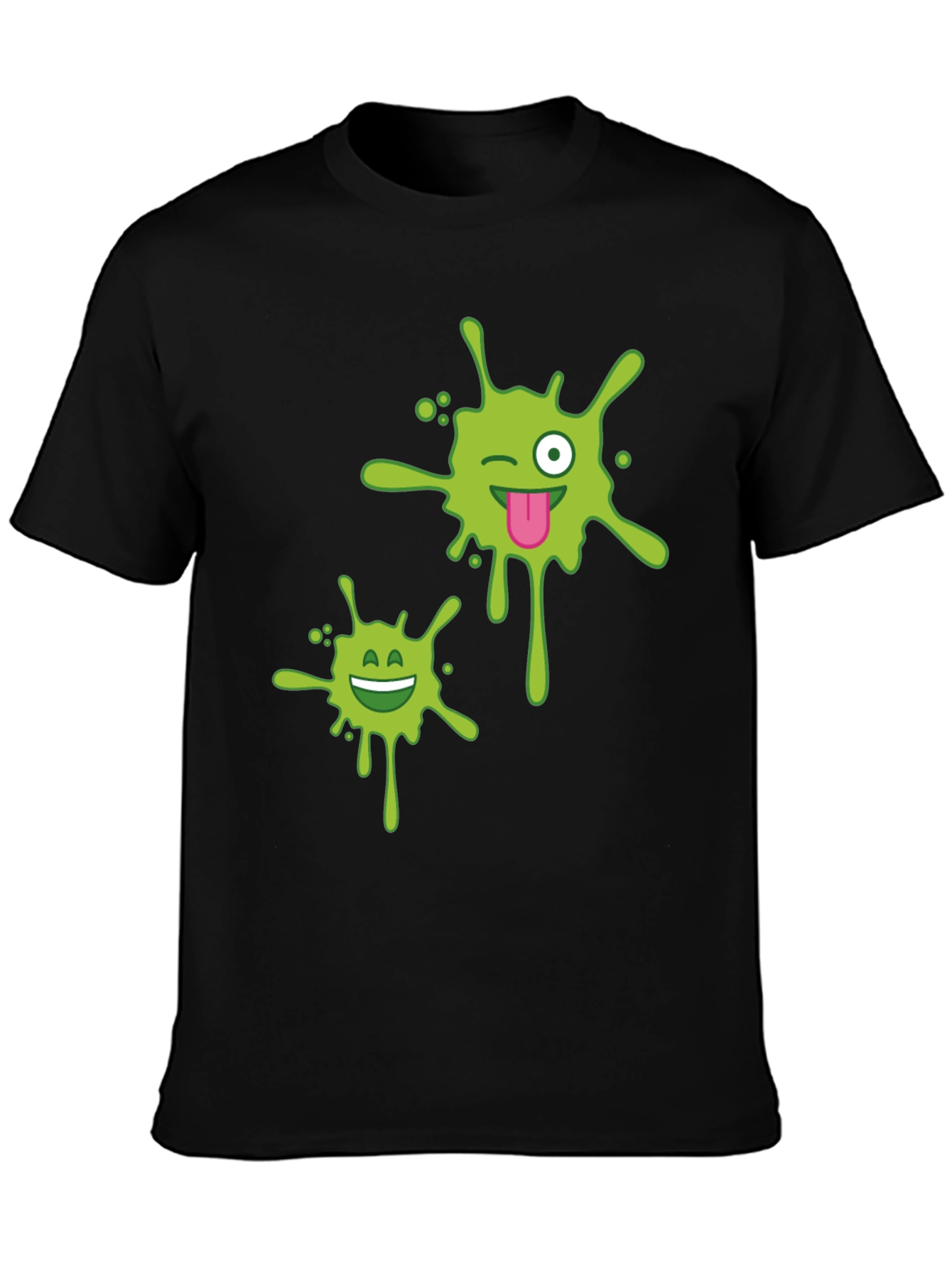 Mens Black T-shirt with Green Splatter Graphic