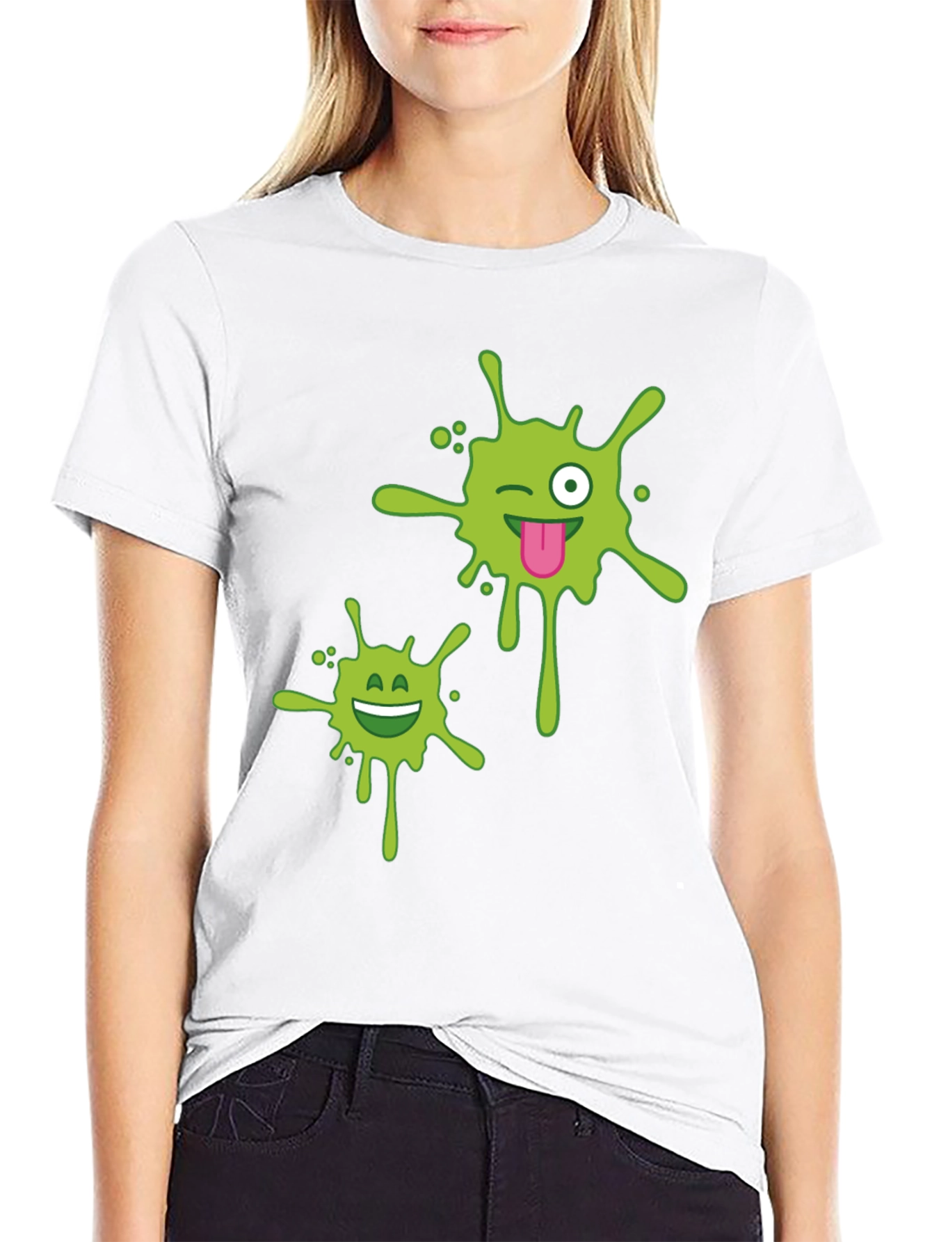 Mens Black T-shirt with Green Splatter Graphic