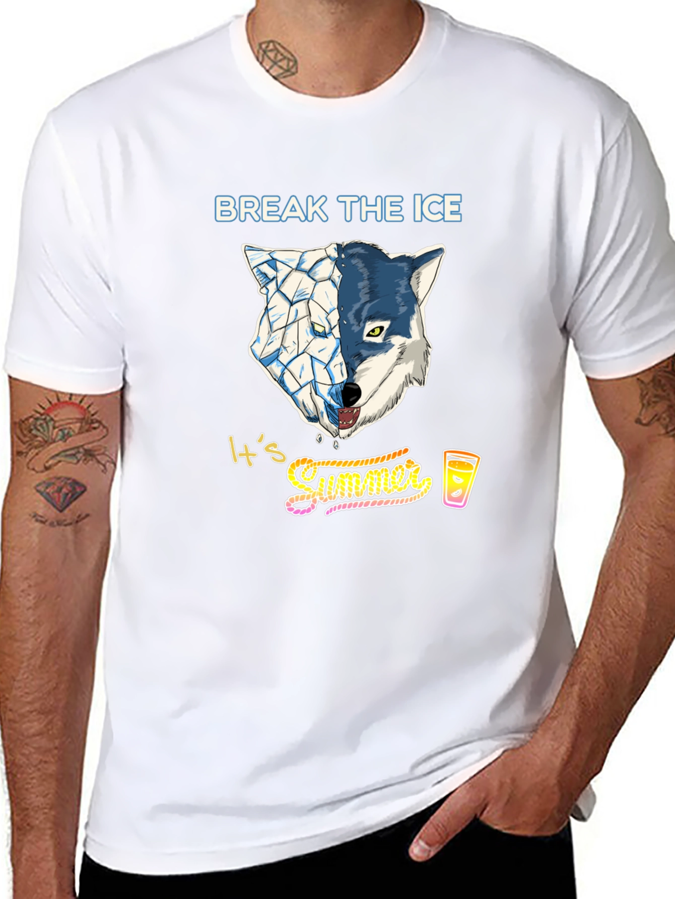 Break the Ice Summer Wolf Graphic T-Shirt