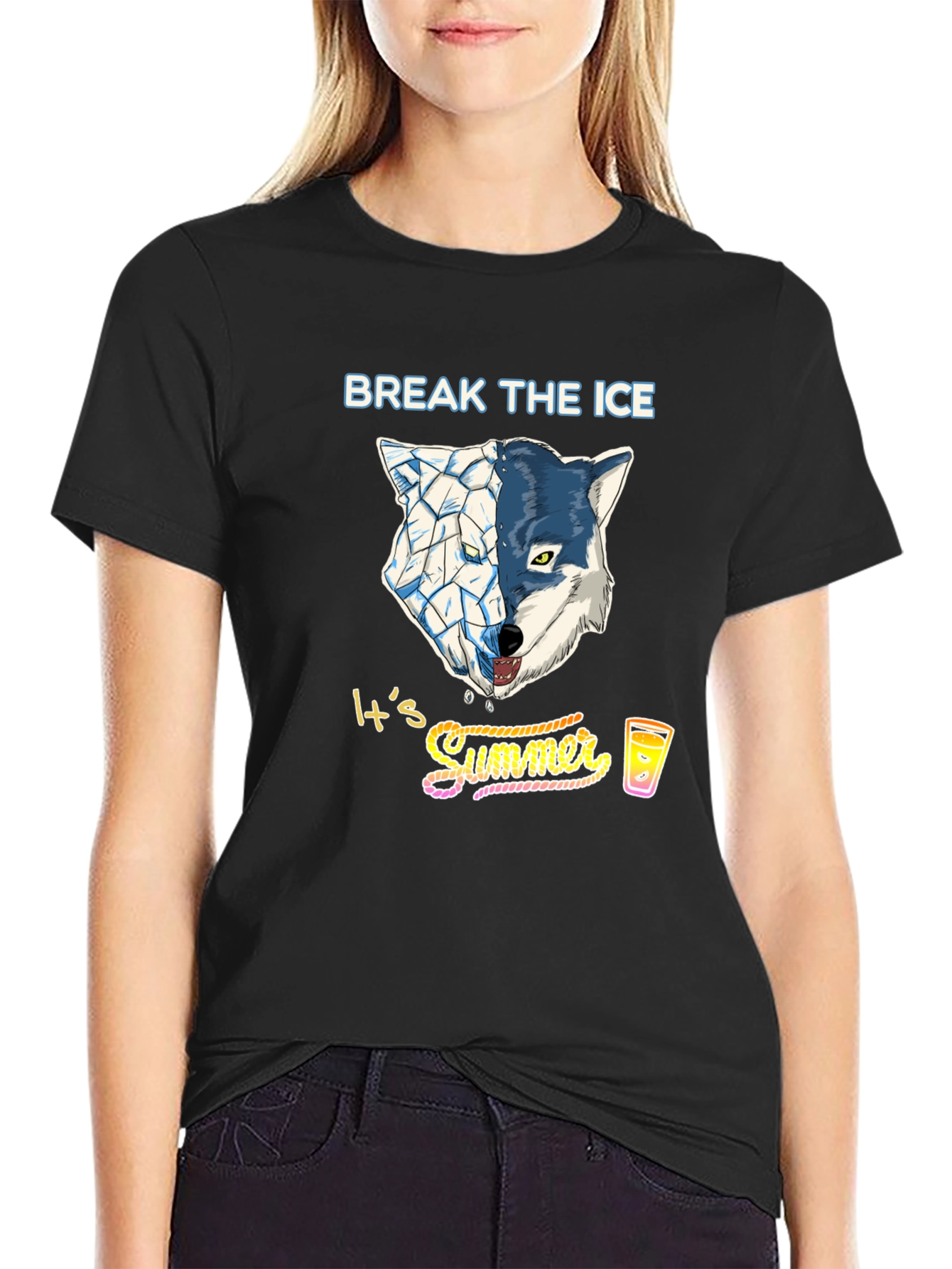 Break the Ice Summer Wolf Graphic T-Shirt