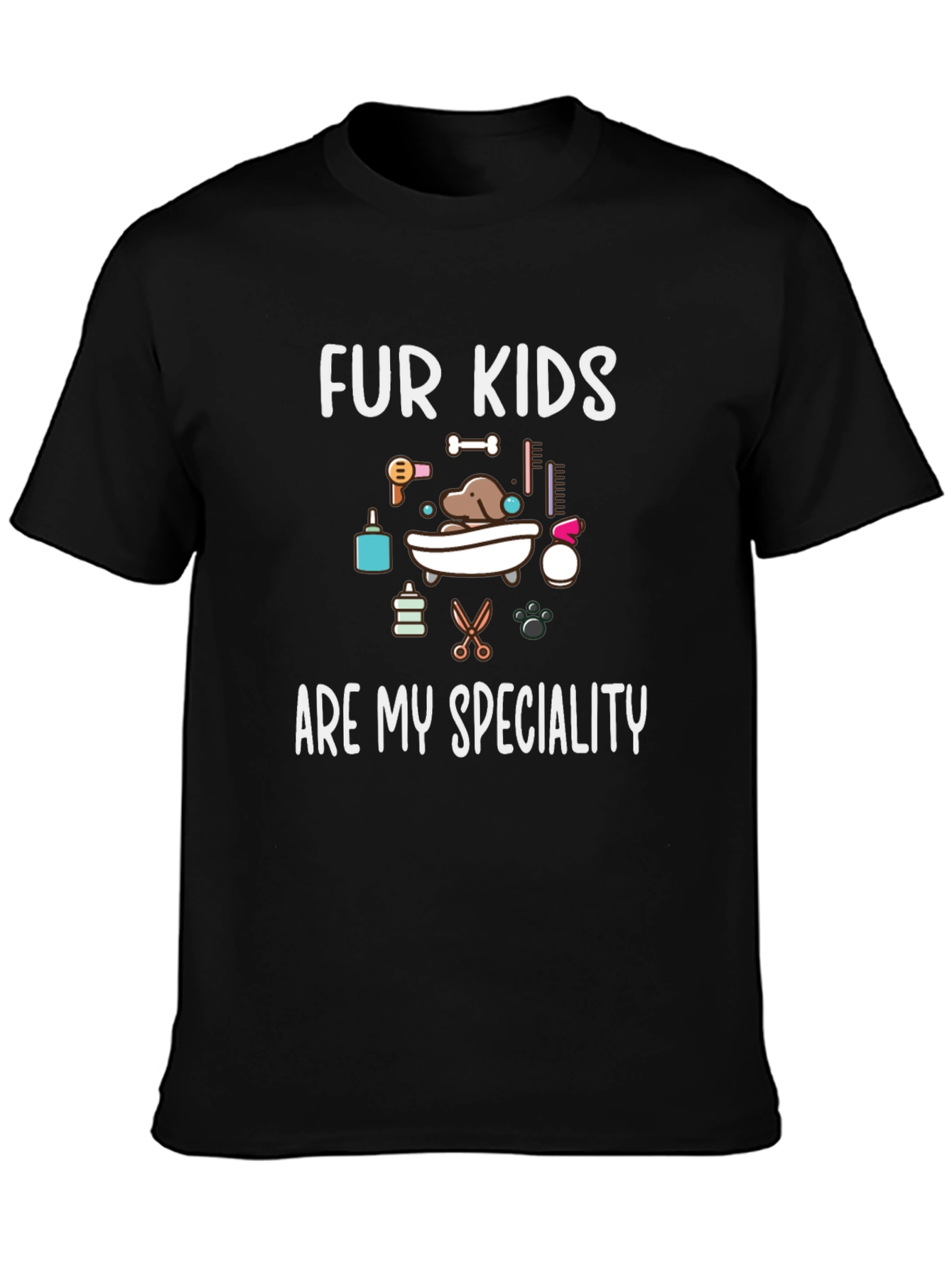 Fur Kids Are My Speciality Black T-Shirt