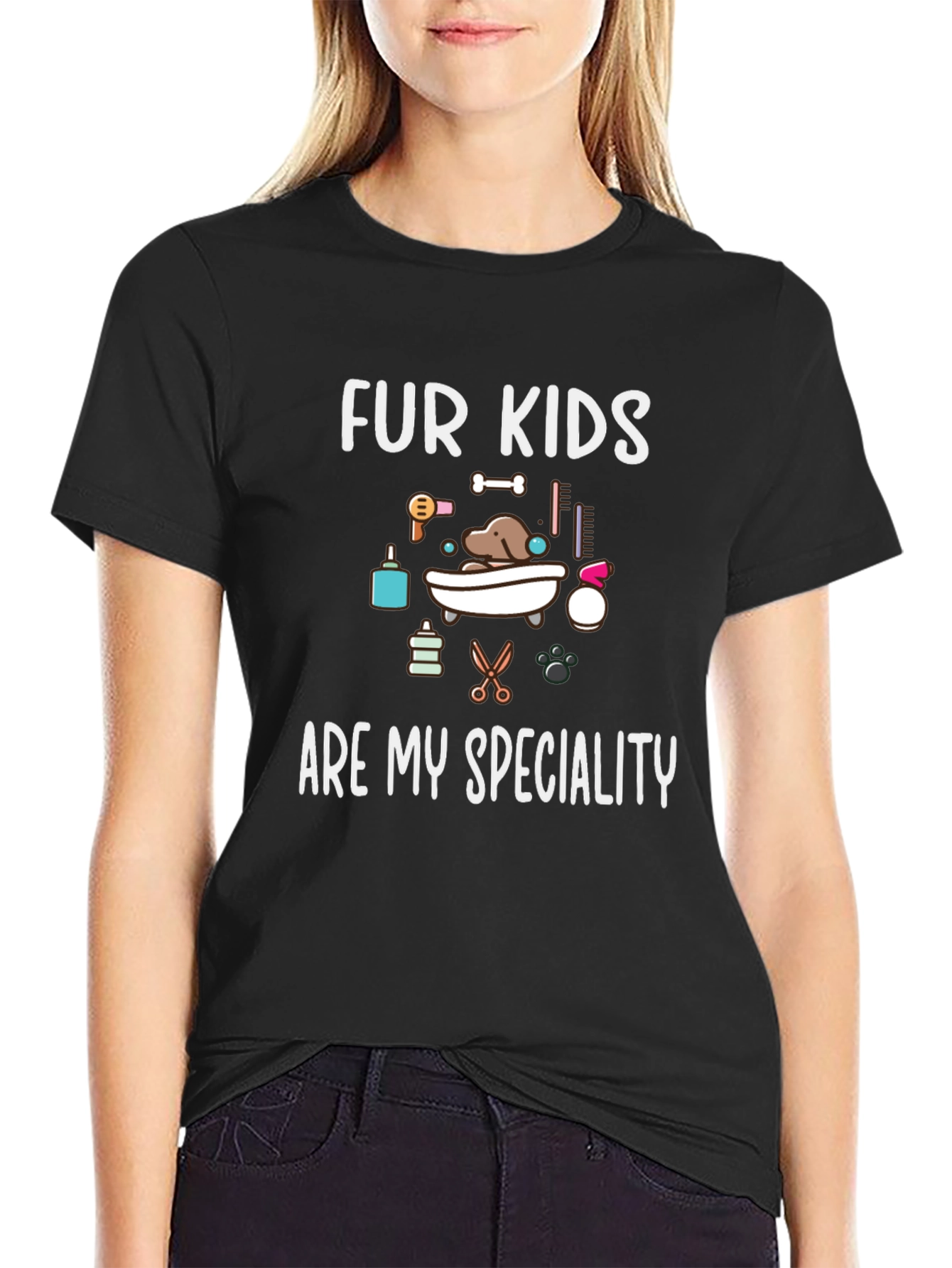 Fur Kids Are My Speciality Black T-Shirt