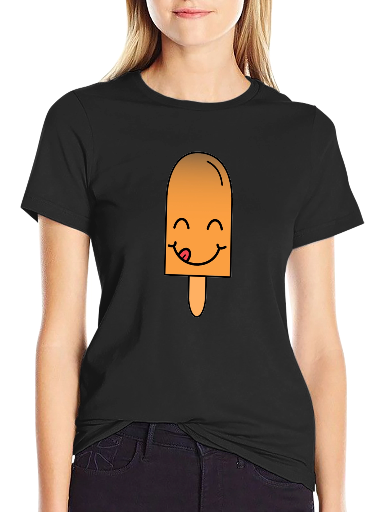 Funny Popsicle Graphic Tee - Black Casual T-Shirt