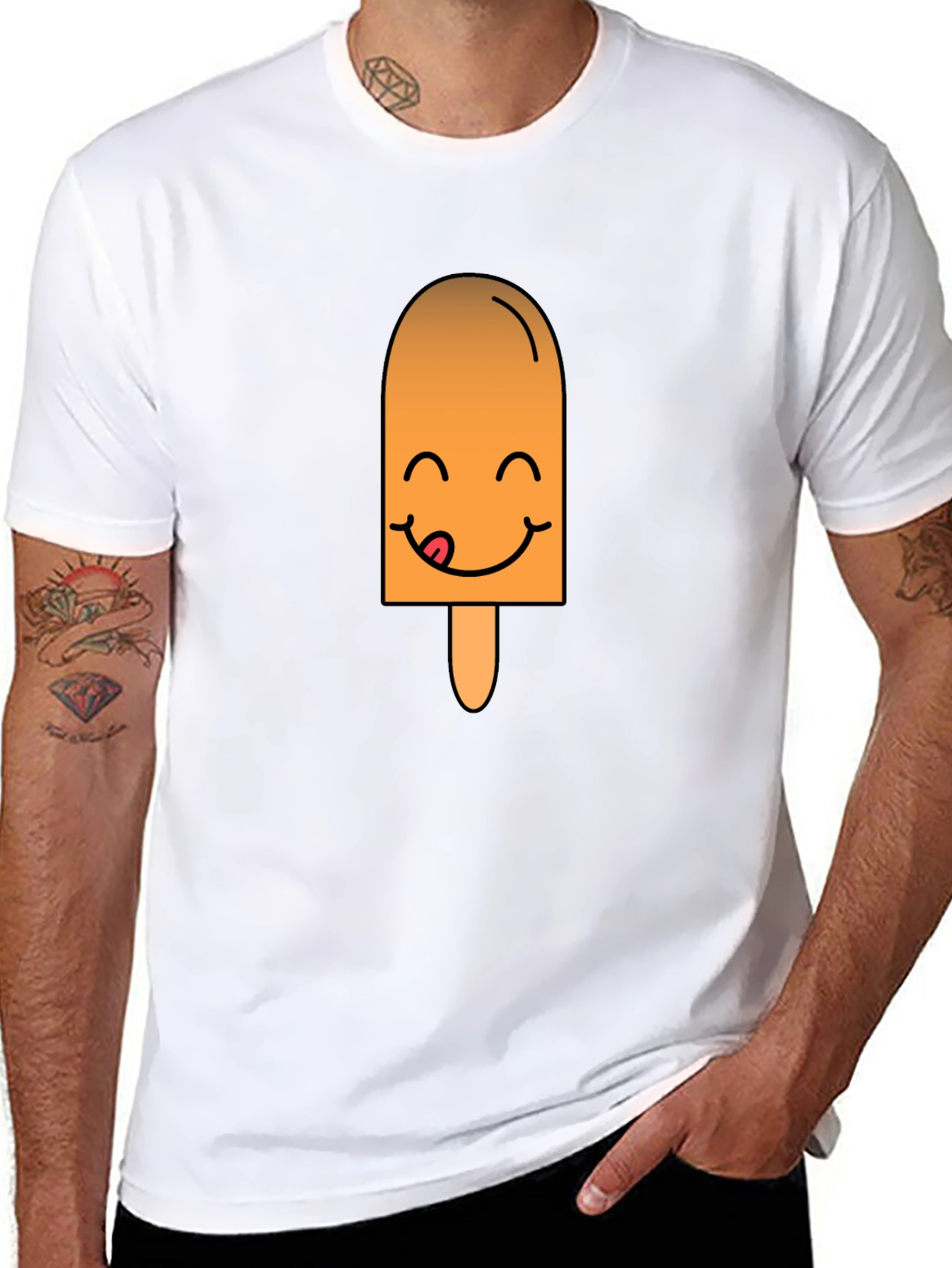 Funny Popsicle Graphic Tee - Black Casual T-Shirt