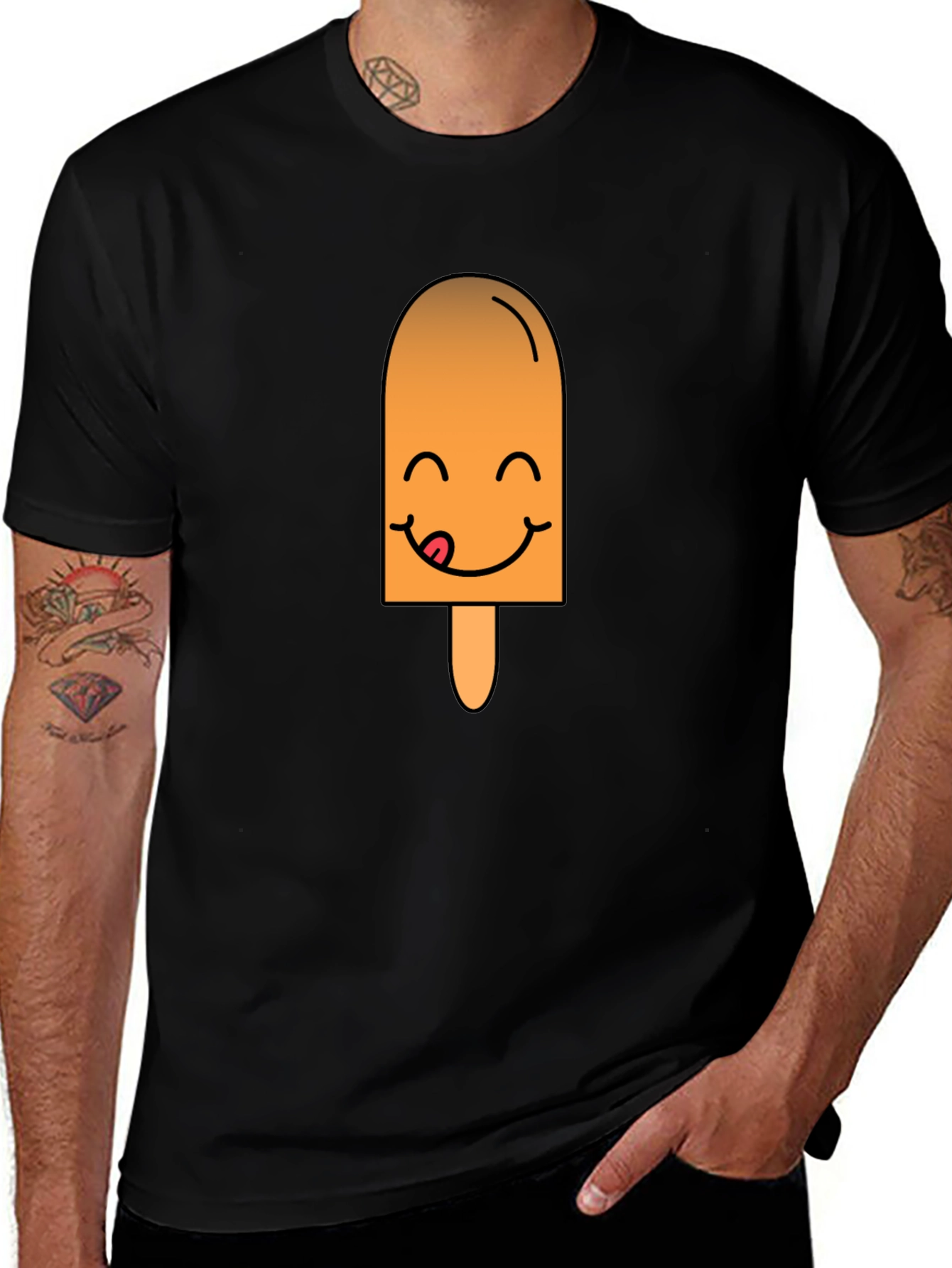 Funny Popsicle Graphic Tee - Black Casual T-Shirt