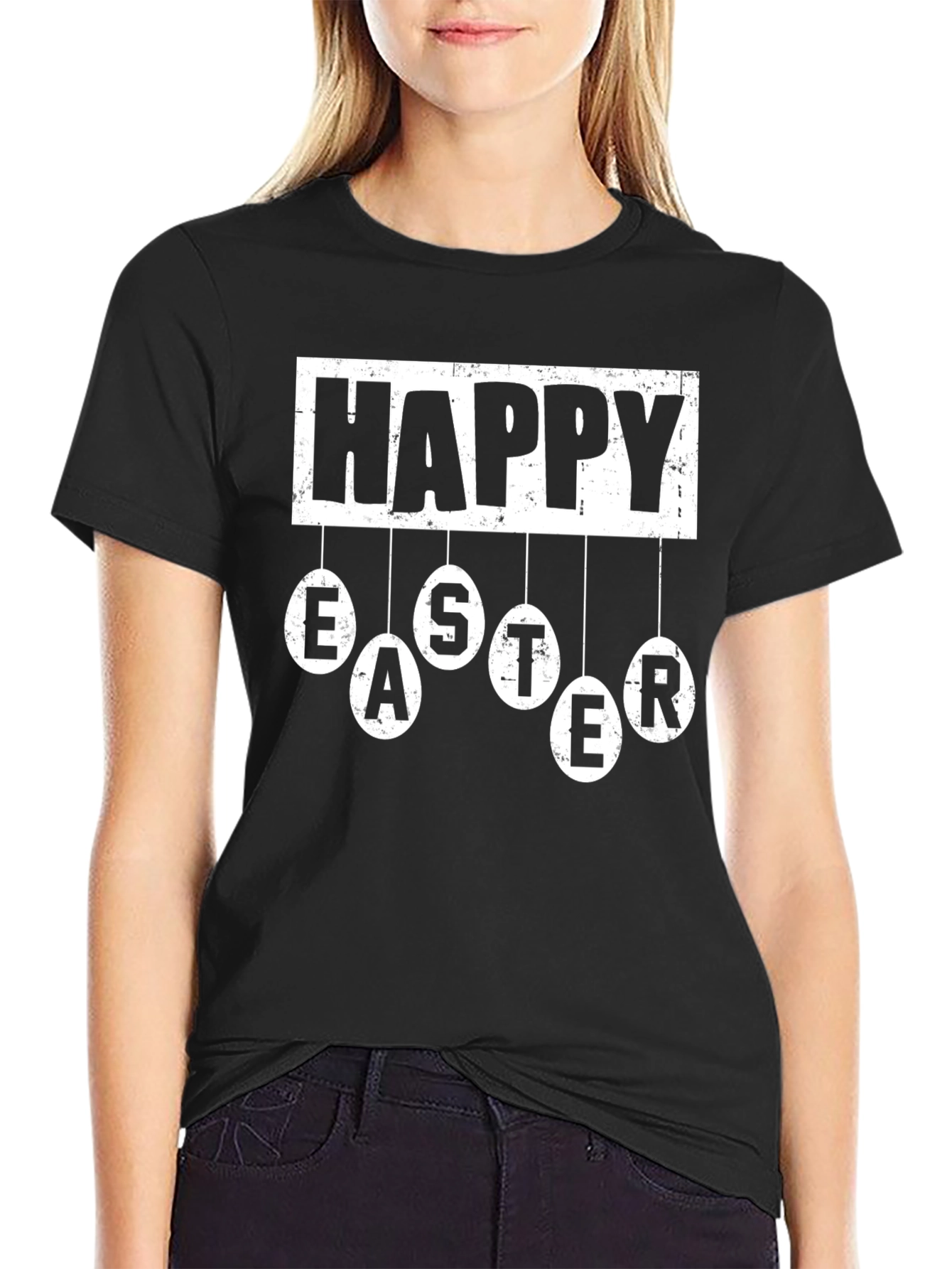Happy Easter Graphic Tee - Mens Black T-Shirt