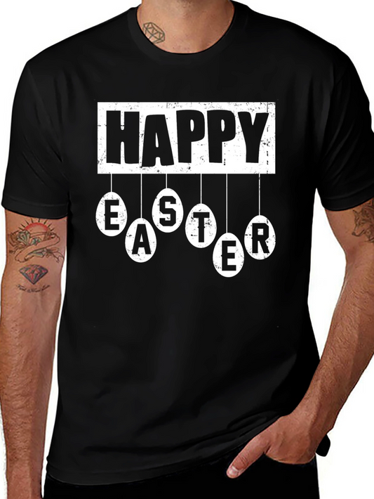 Happy Easter Graphic Tee - Mens Black T-Shirt